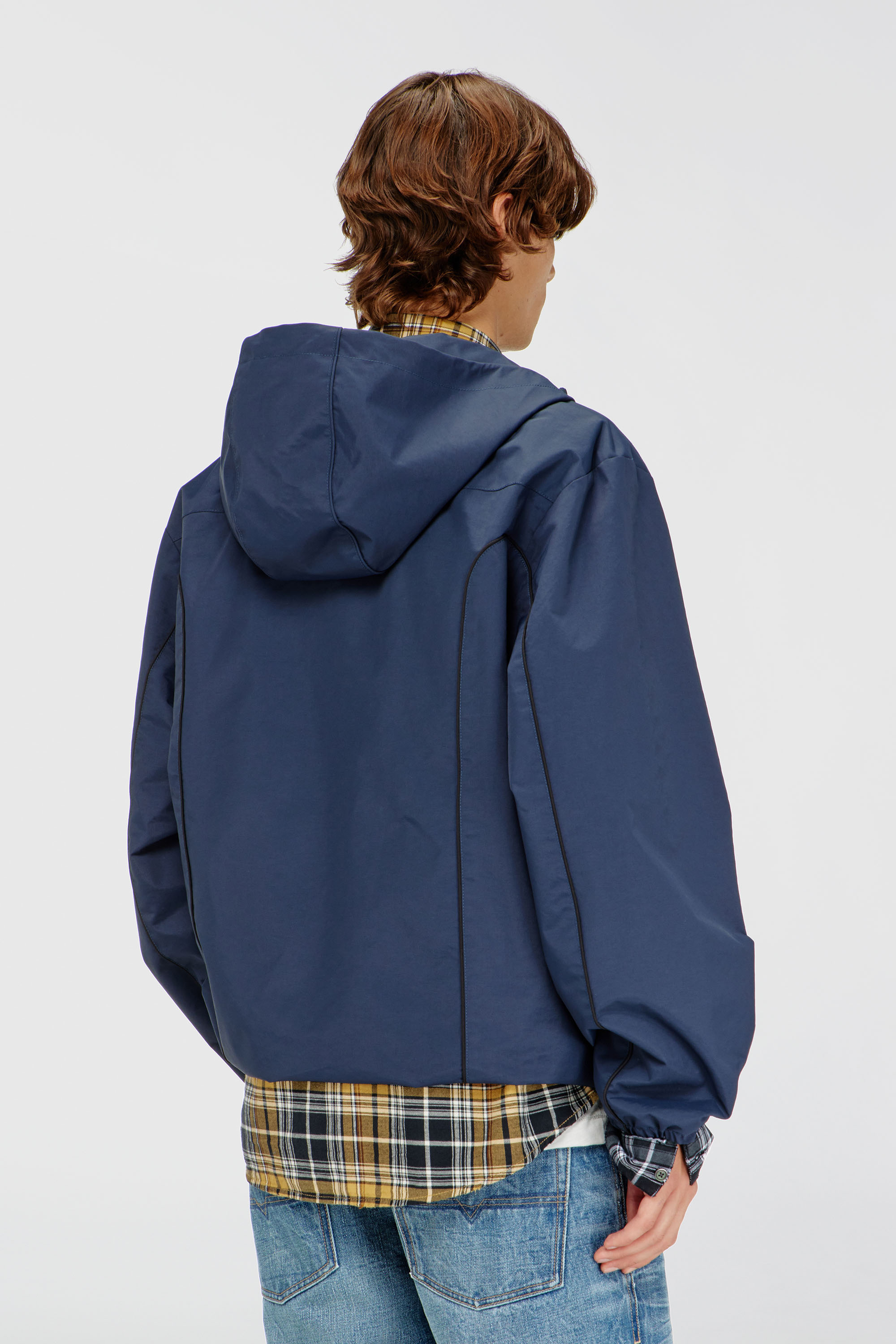 Diesel - J-HIVES-WRD, Herren Windbreaker mit Kontrastpaspeln in Blau - 4