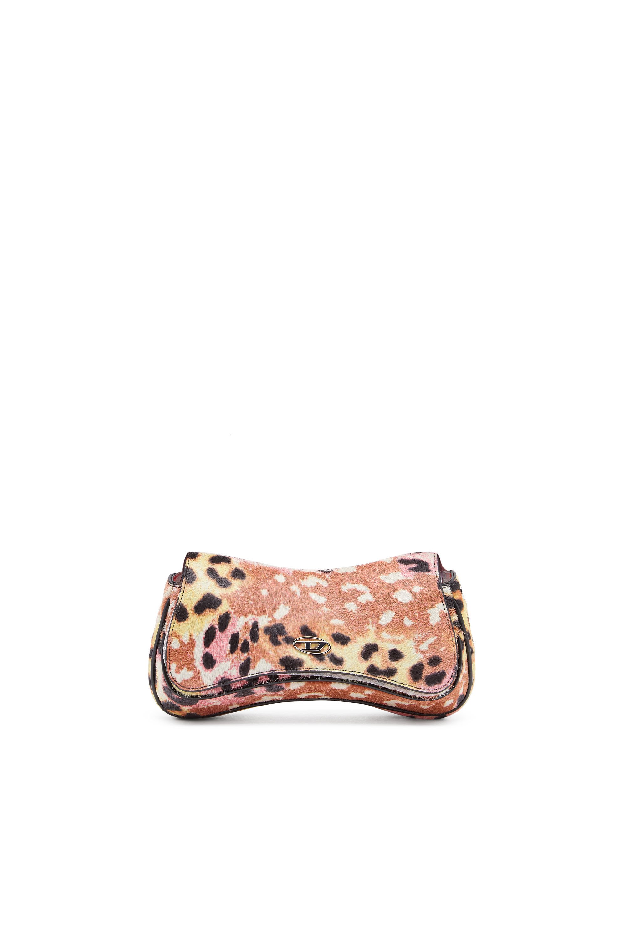 Diesel - PLAY CLUTCH, Damen Play-Clutch aus Kalbshaar mit Leoparden-Print in Braun - 1