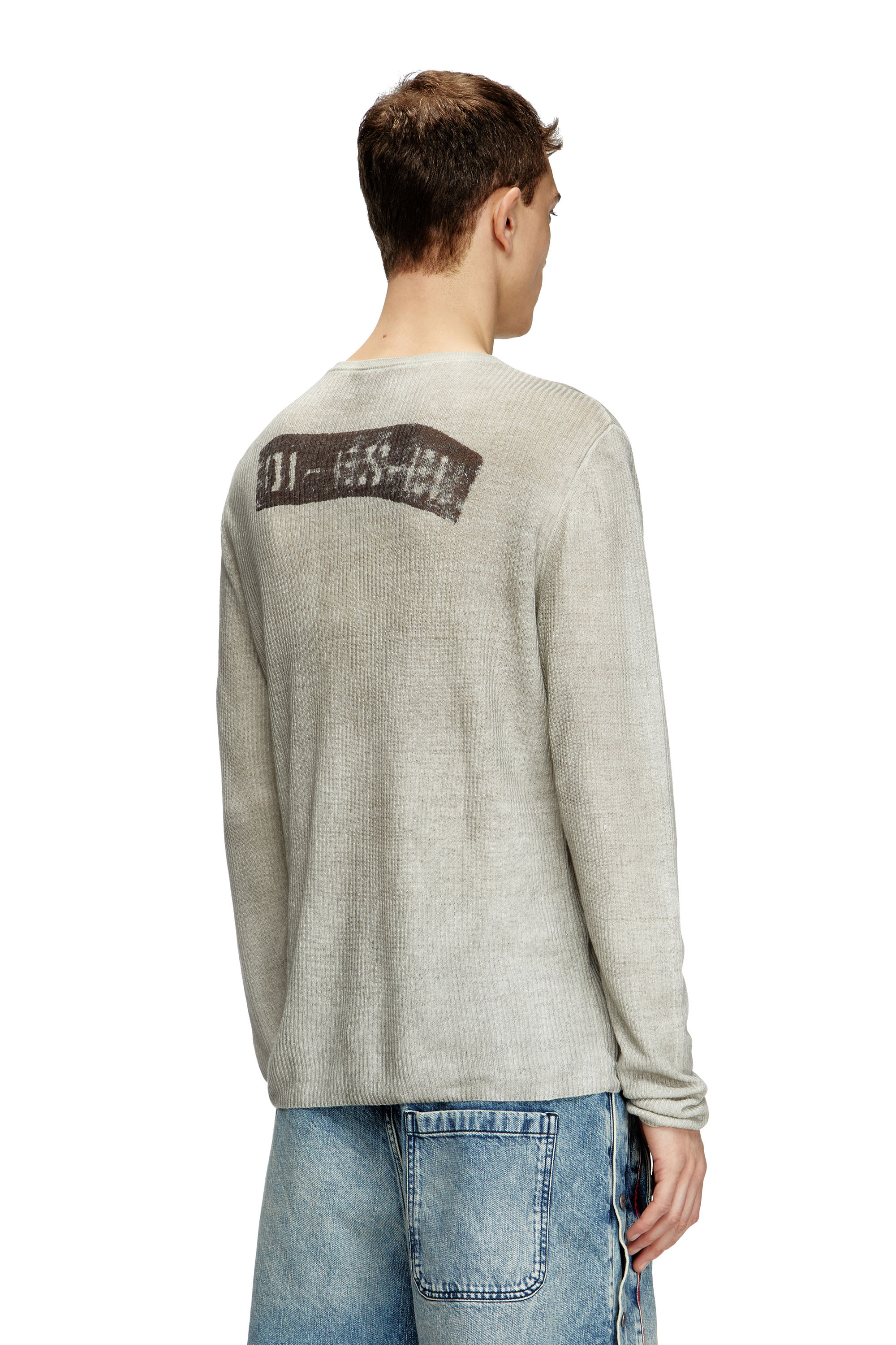 Diesel - K-ROBBY, Unisex Henley-Pullover aus Leinen mit Schmutz-Effekt in Beige - 4