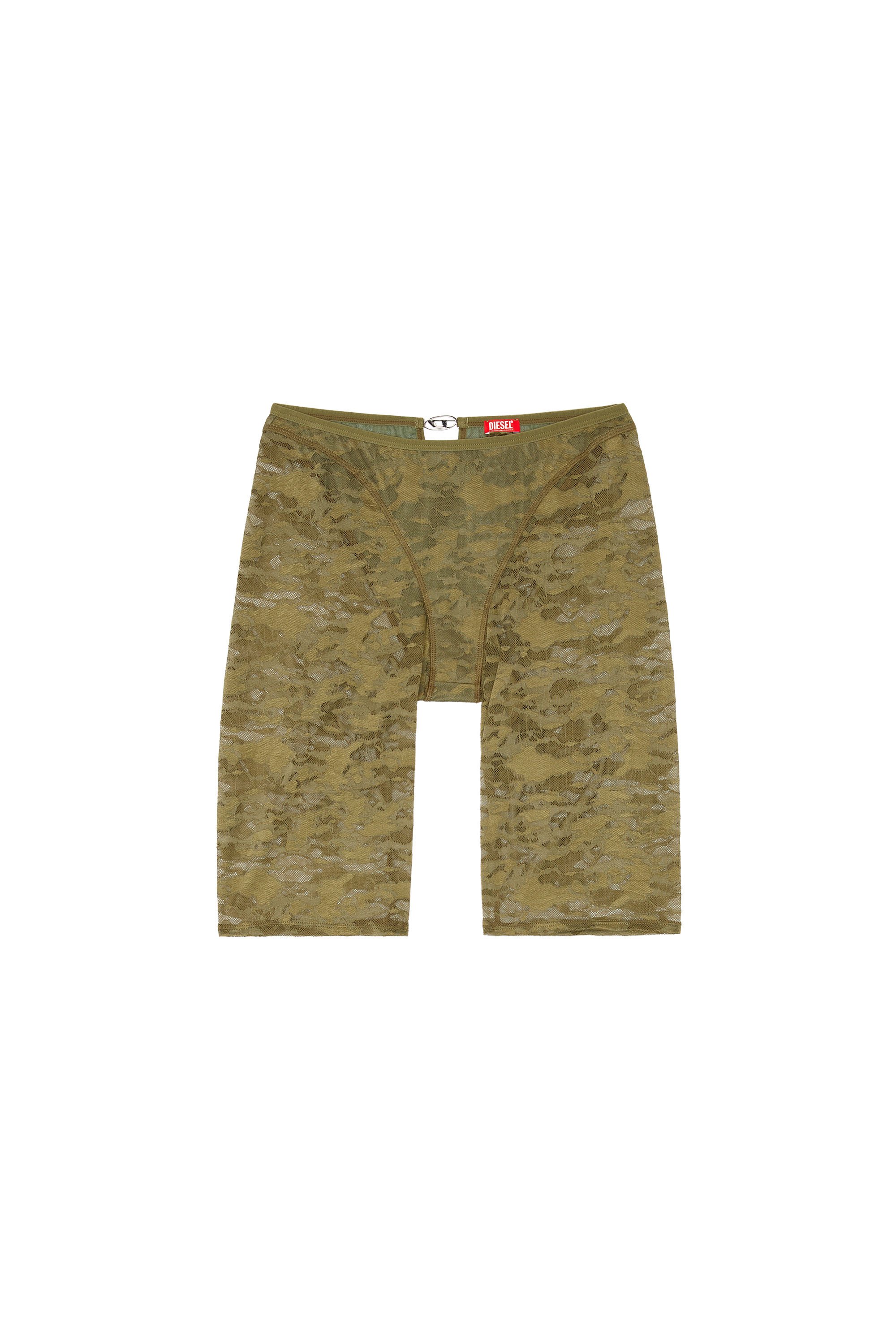 Diesel - UFLB-D-OVAL-LACE-SHORT, Damen Camouflage-Spitzen-Shorts mit Oval D-Plakette in Armeegrün - 4