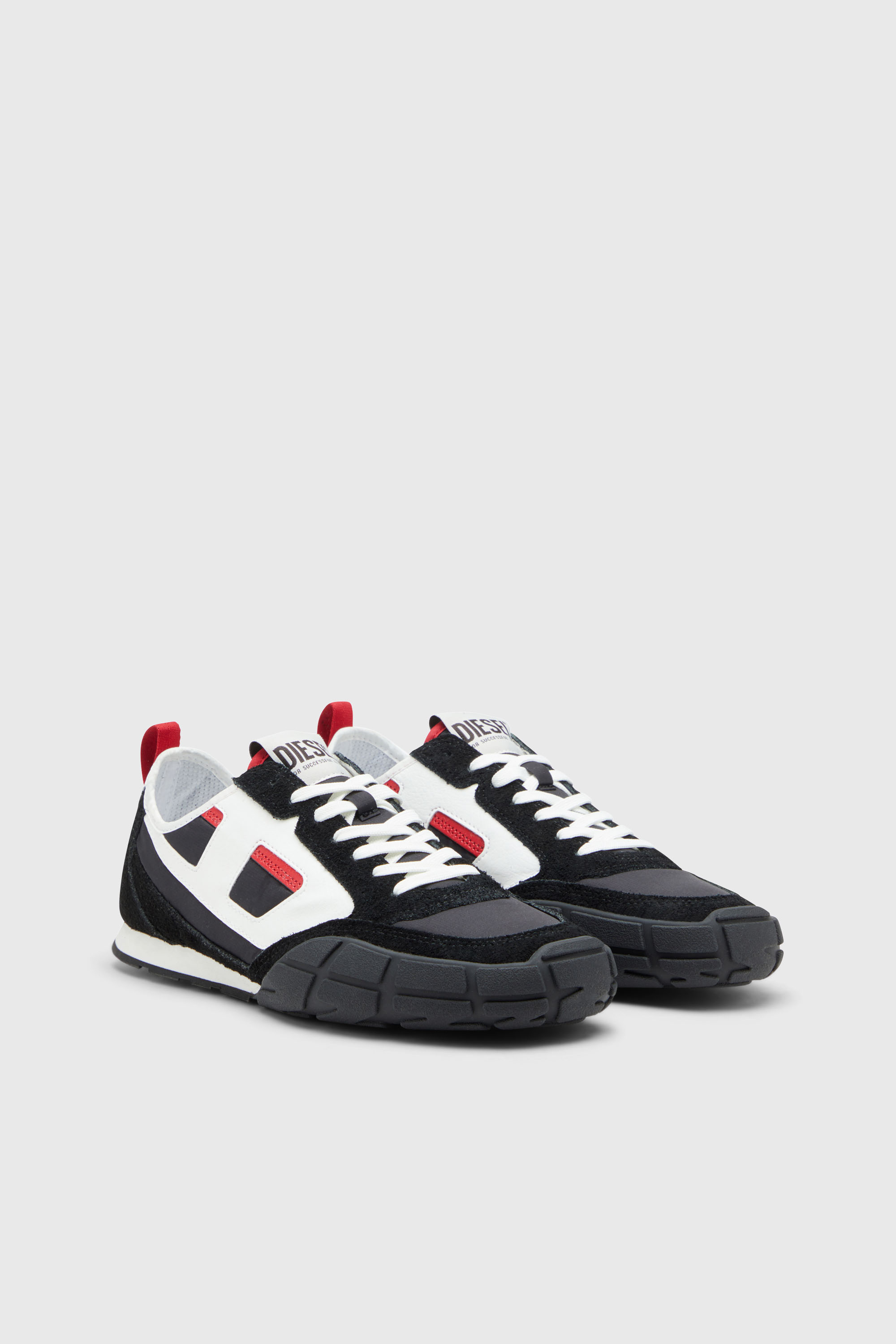 Diesel - S-PAGODHA LOW, Herren S-Pagodha-Sneakers aus Leder, Wildleder und Ripstop in Schwarz/Rot - 2