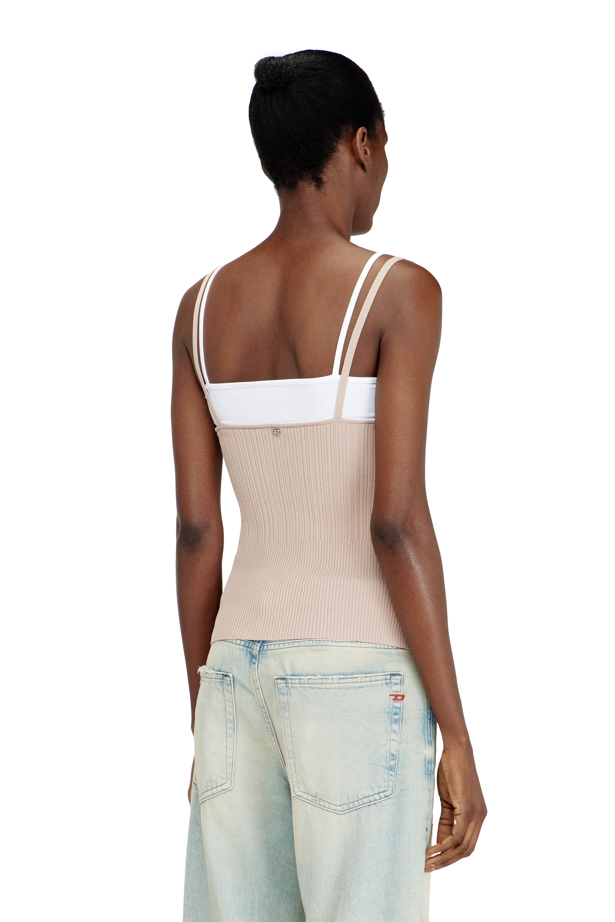 Diesel - M-ZARRINA, Damen Gestricktes Camisole-Top mit Lagenoptik in Rosa - 4