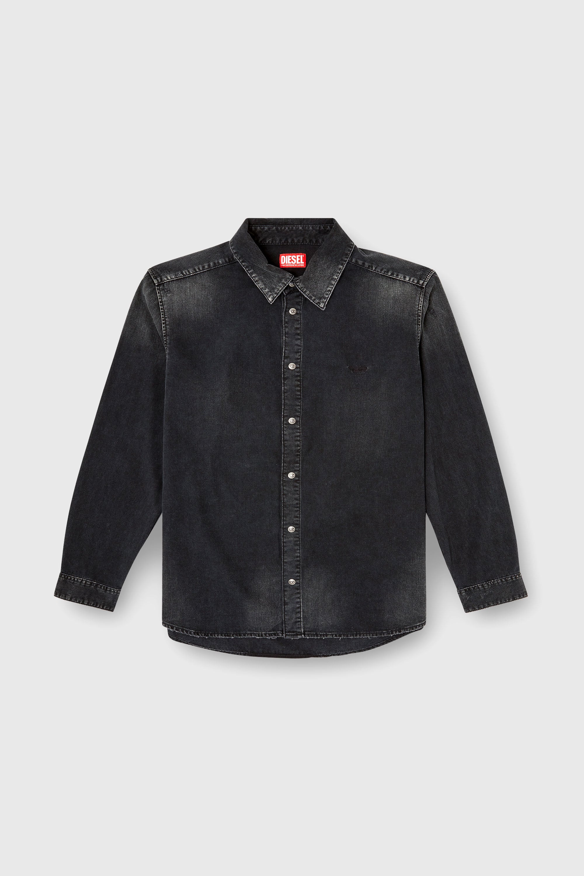 Diesel - D-SIMPLY, Herren Lang&auml;rmeliges Denimhemd in Schwarz - 2