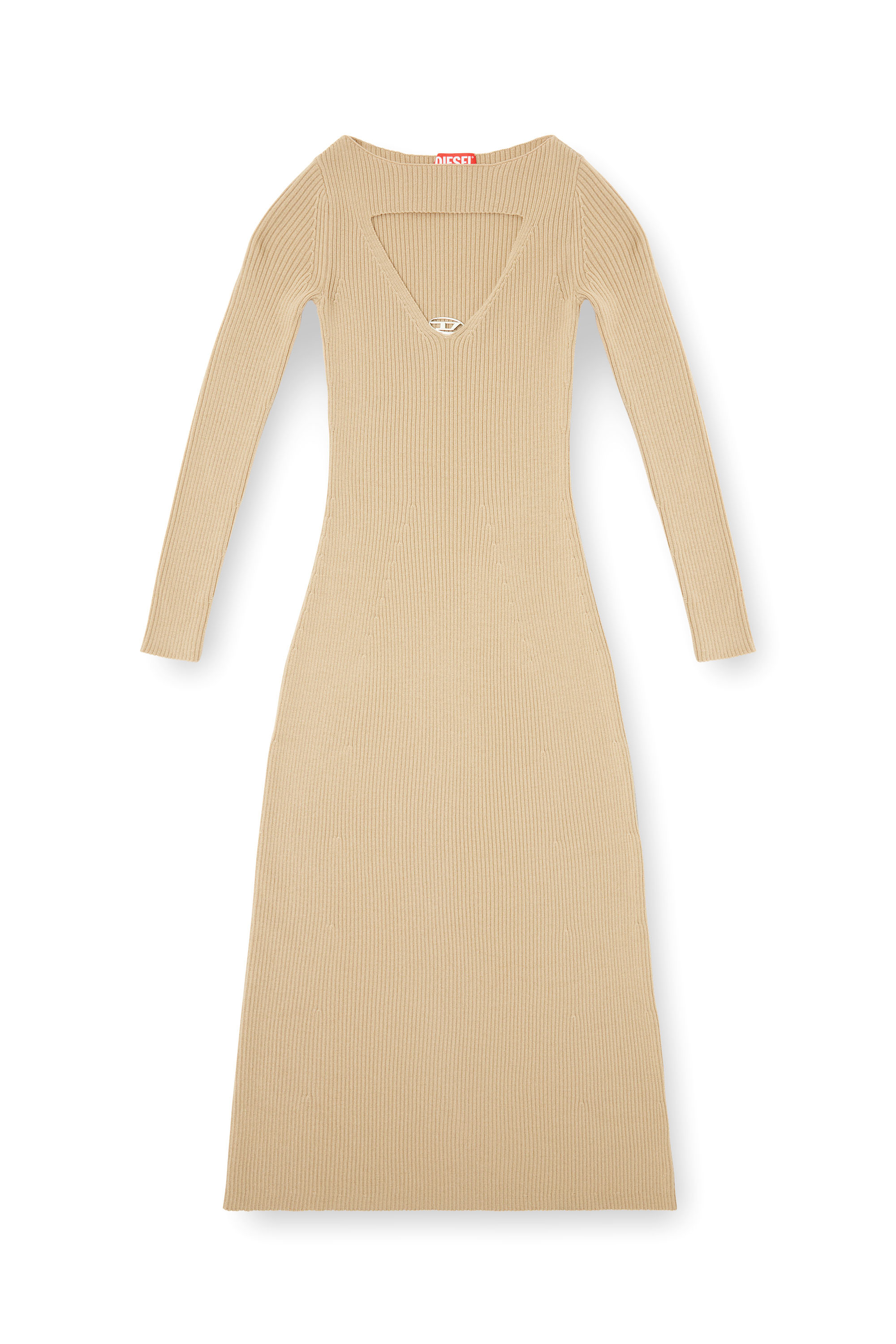 Diesel - M-OLONI, Damen Midikleid aus Wolle mit Intarsienmuster in null - 3