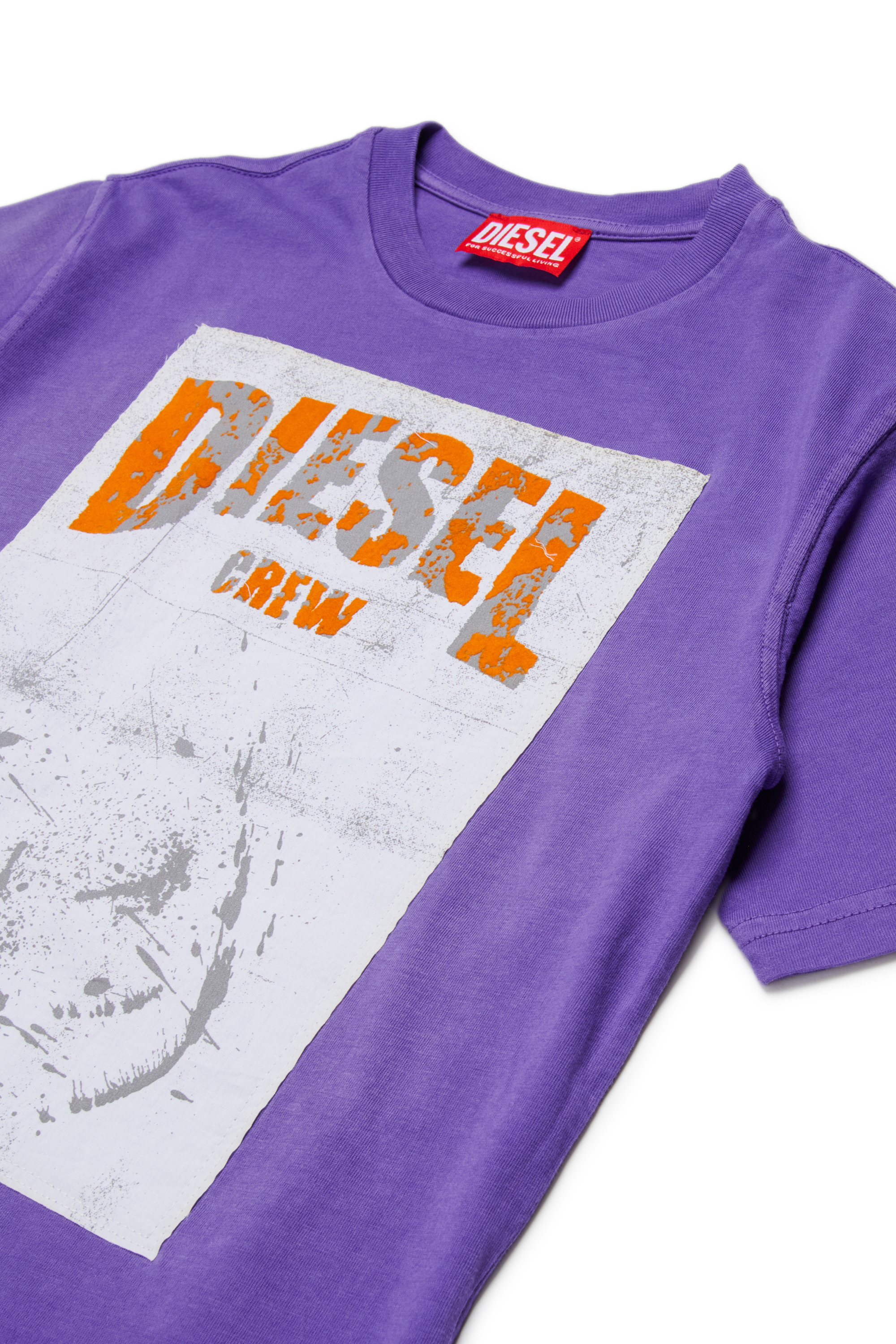 Diesel - TBERS OVER, Herren Baumwoll-T-Shirt mit aufgerautem Diesel-Grafikdruck in Violett - 3