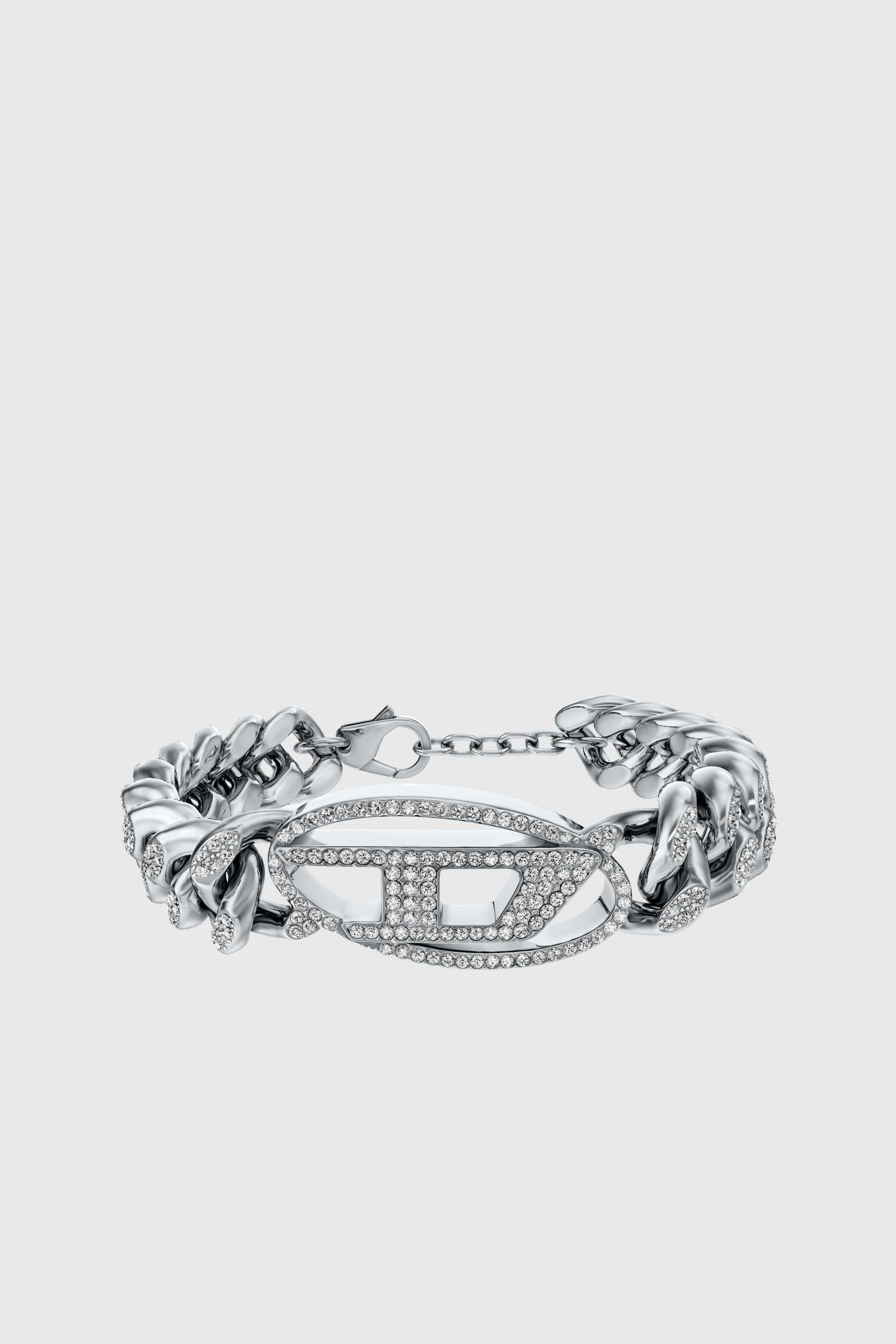 Diesel - DX1707040 JEWELLERY, Unisex Oval D glitz-Armband aus Edelstahl mit Kettengliedern in Silber - 1