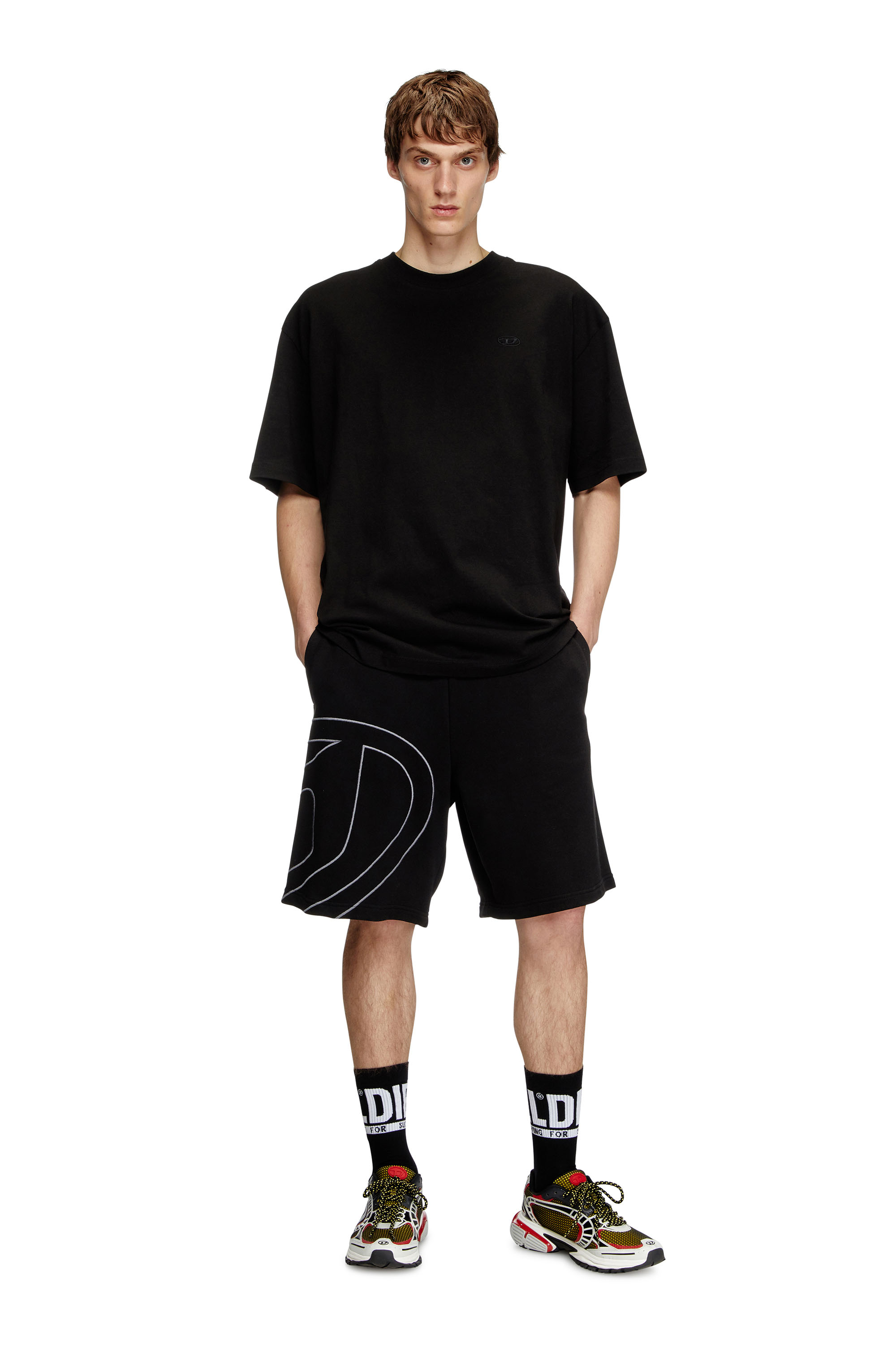 Diesel - P-CROW-MEGOVAL, Herren Sweatshorts mit Maxi-D-Logo in Schwarz - 2