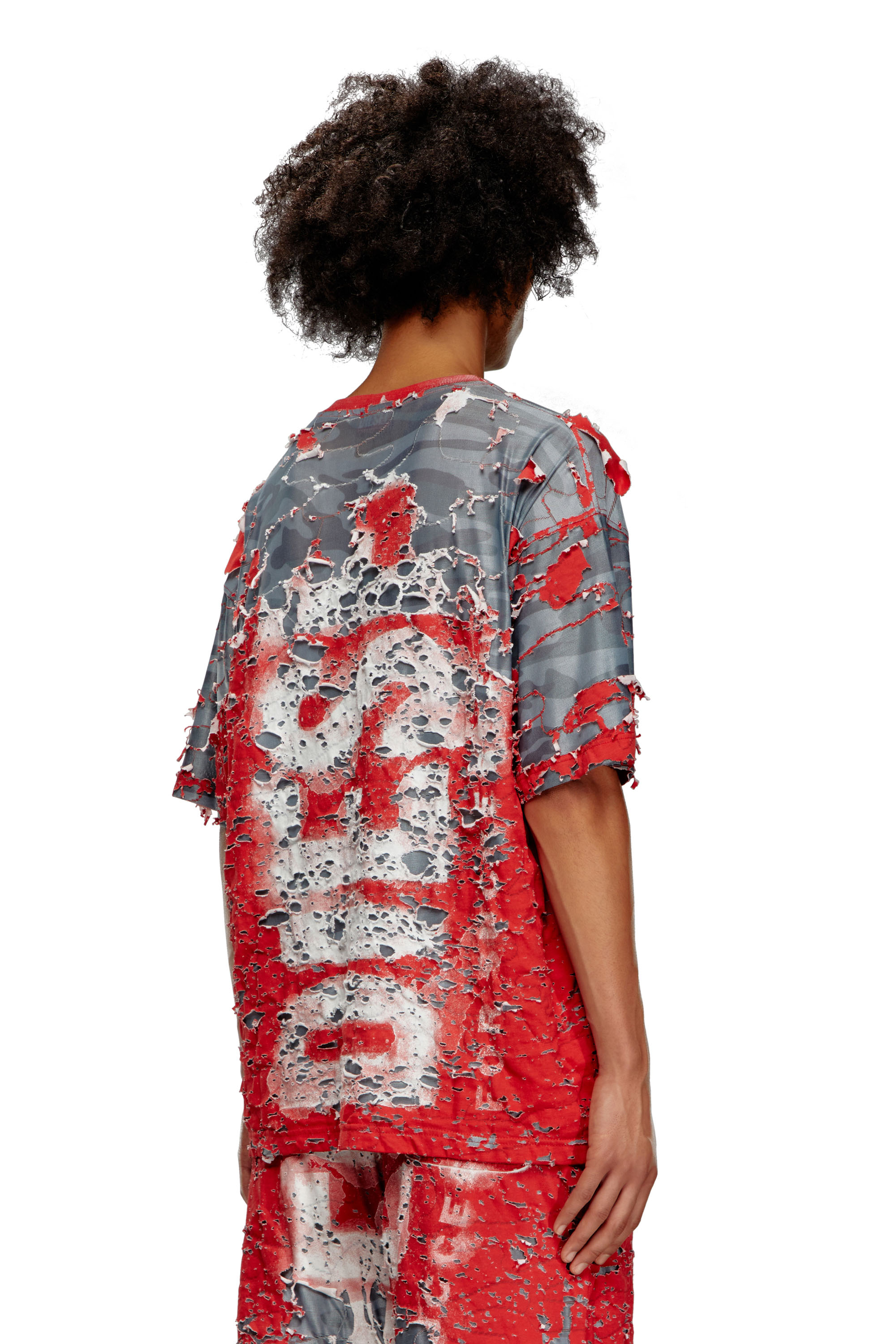 Diesel - T-BOXT-PEEL, Herren Logo-T-Shirt aus Destroyed-Jersey in Rot - 4