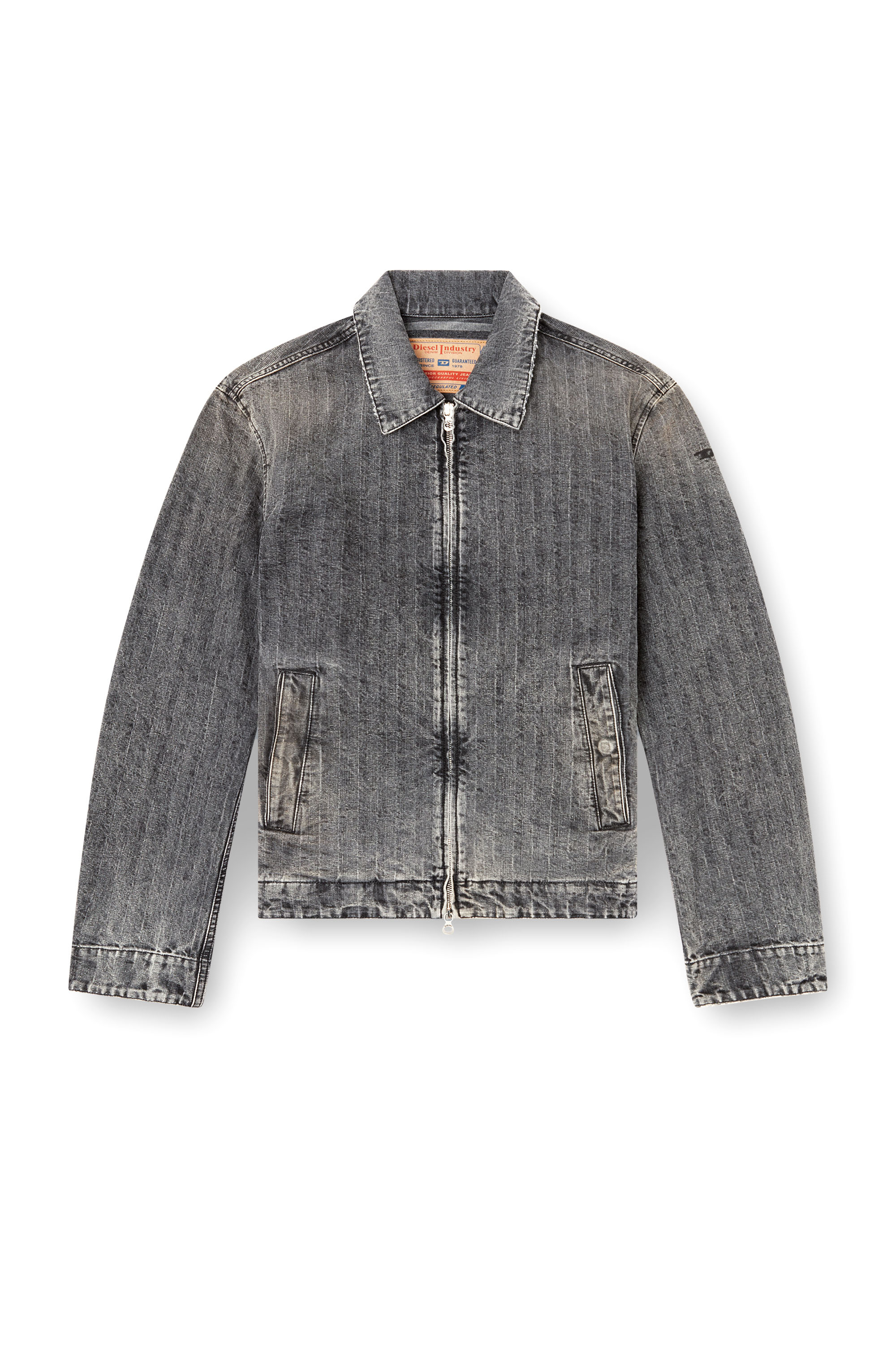 Diesel - D-ROHE, Herren Blousonjacke aus Fischgrät-Denim in Schwarz - 3