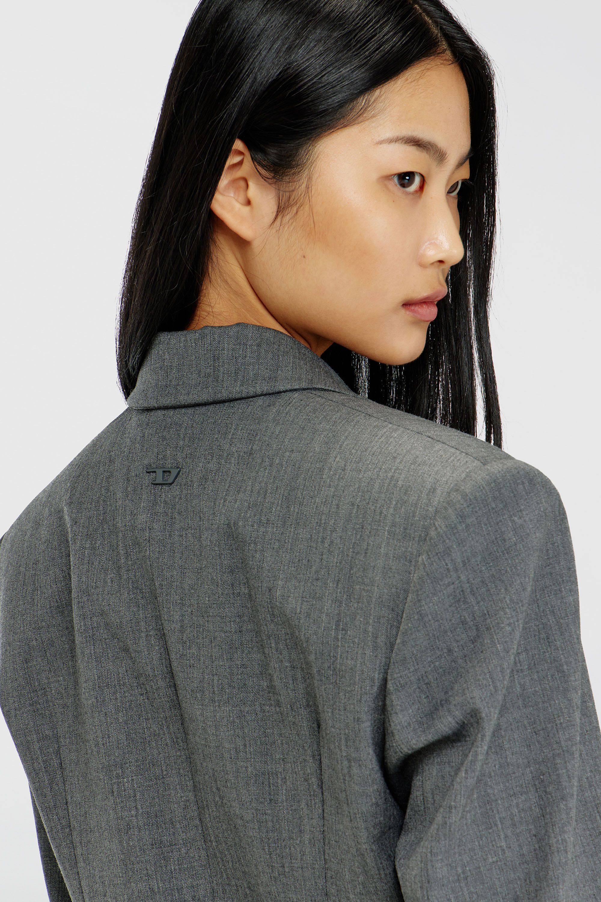 Diesel - G-LANCE, Damen Kurz geschnittener Blazer aus Wollmischgewebe in Grau - 5