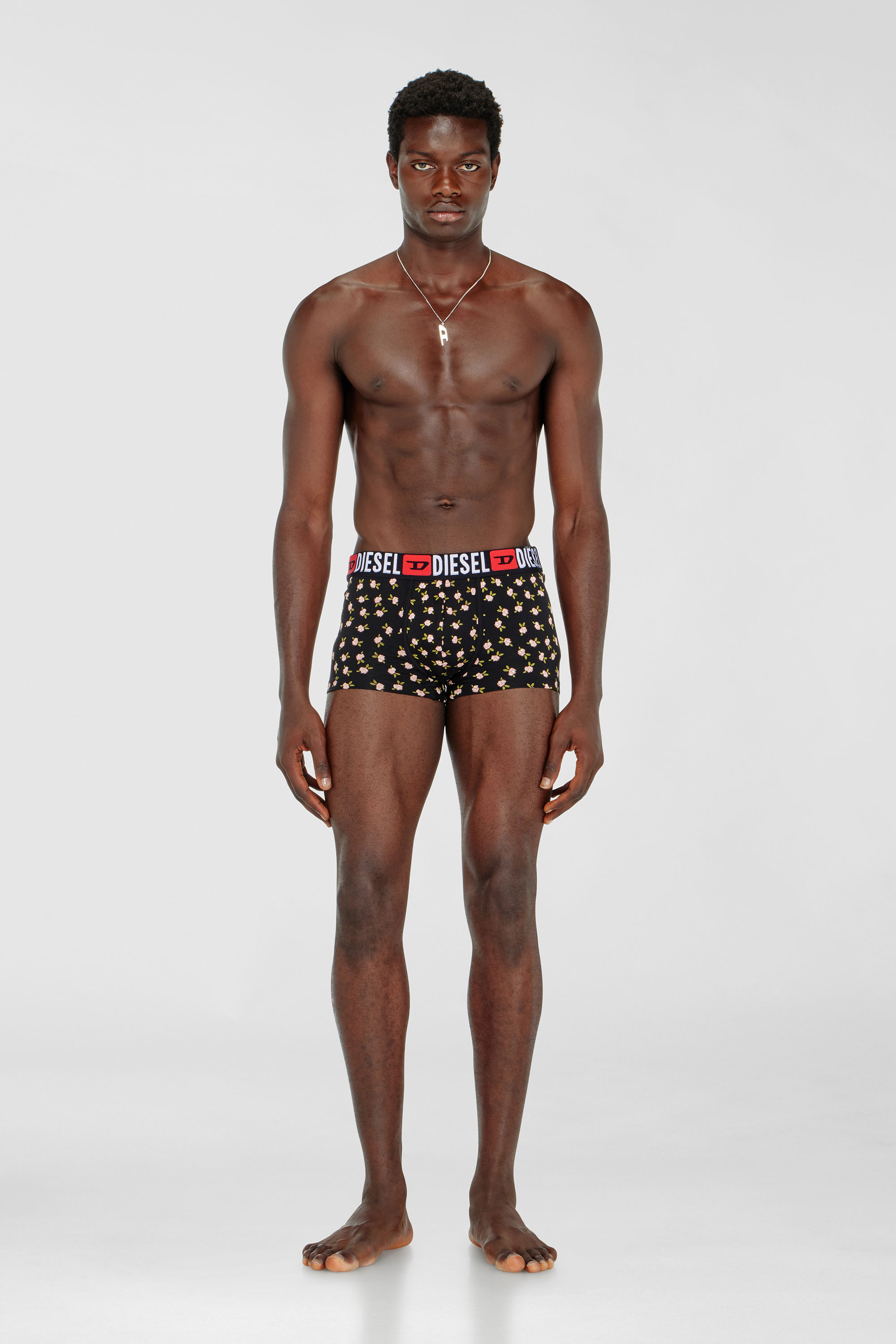 Diesel - UMBX-DAMIENTHREEPACK, Man's Three-pack of stretch cotton trunks with floral print in Black/Red - 2