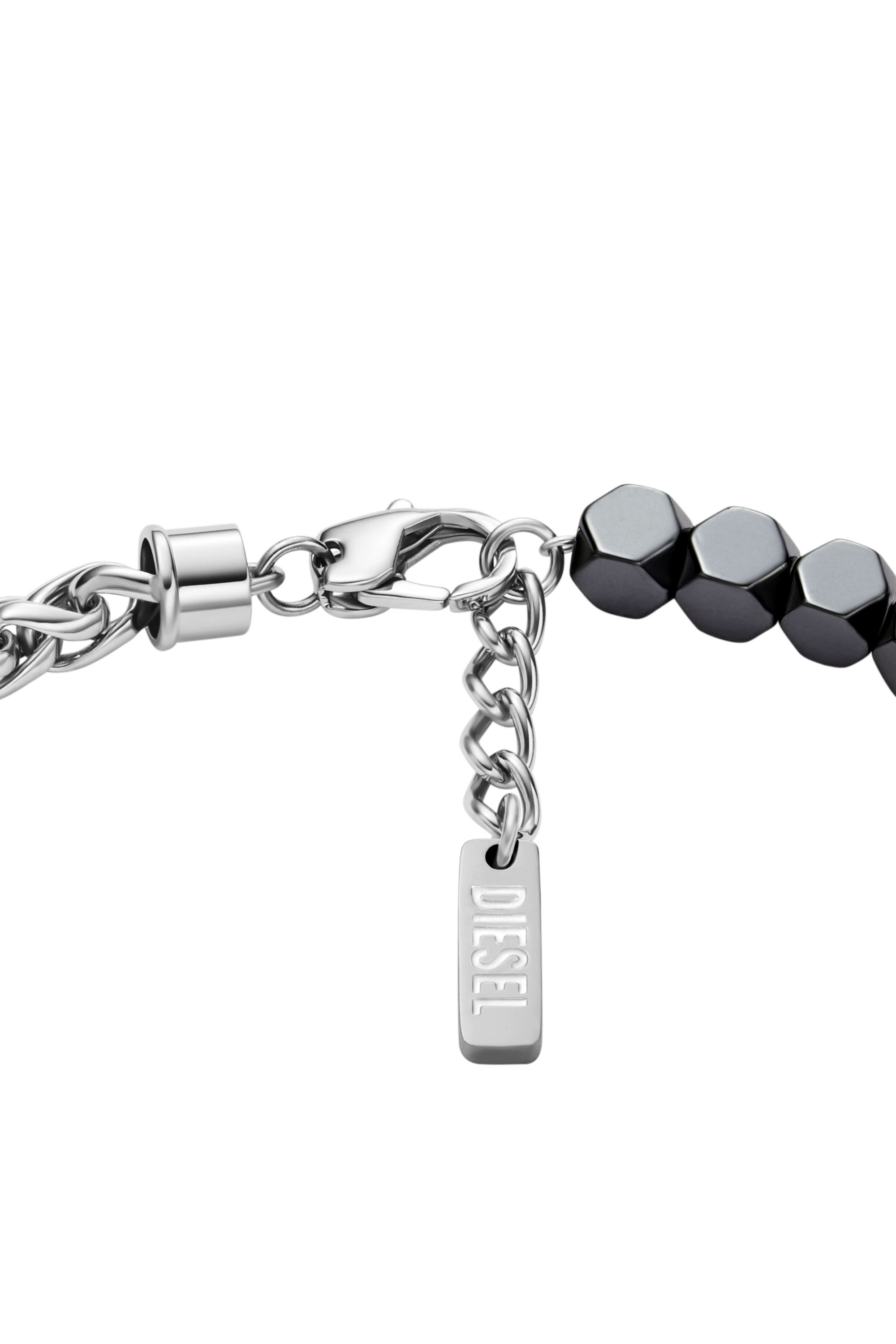 Diesel - DX1647931 JEWELLERY, Unisex Armband mit Edelstahl- und Hämatitperlen in Silber/Schwarz - 2