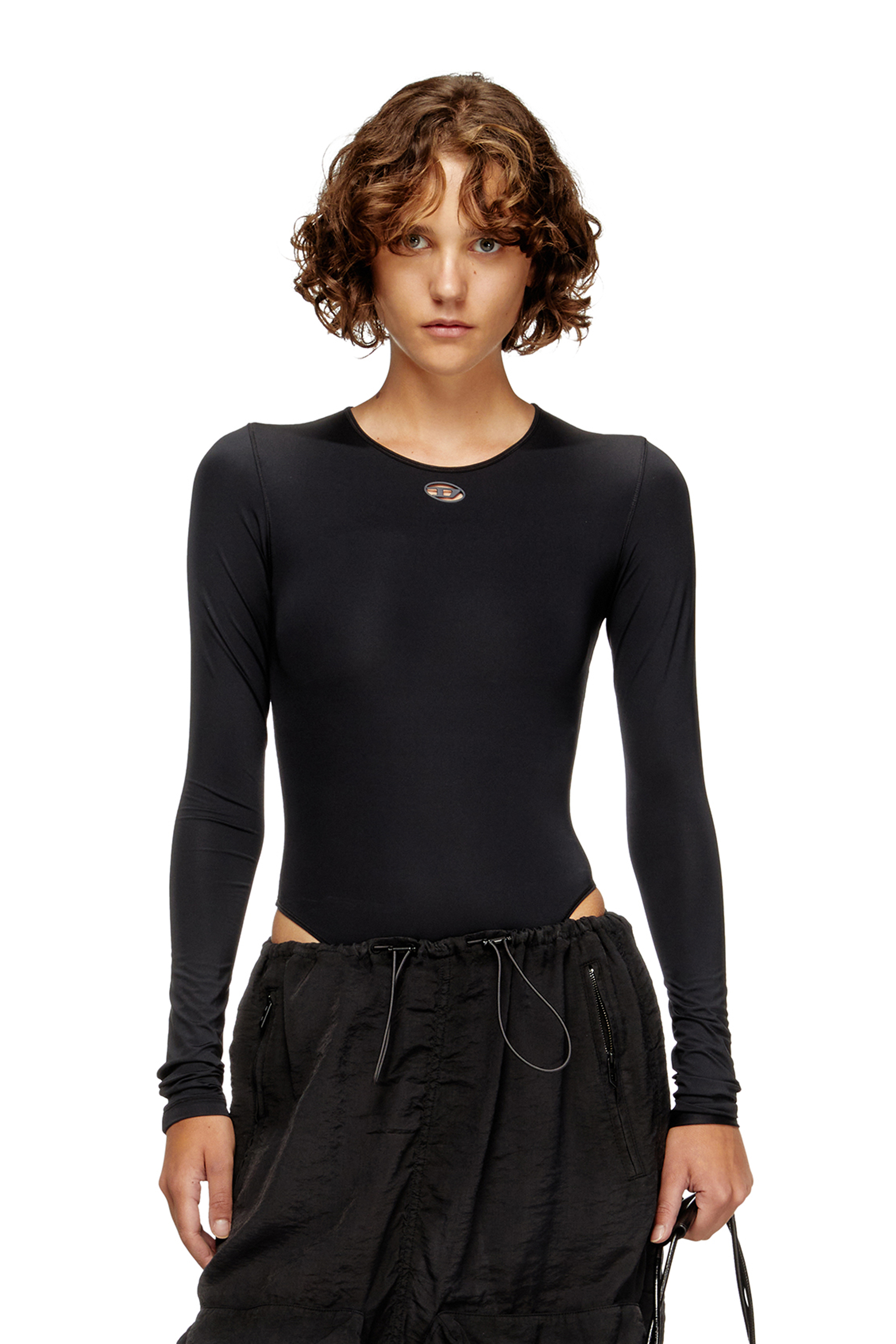 Diesel - ANGELINA-UTLT, Damen Bodysuit aus Stretch-Nylon in Schwarz - 1
