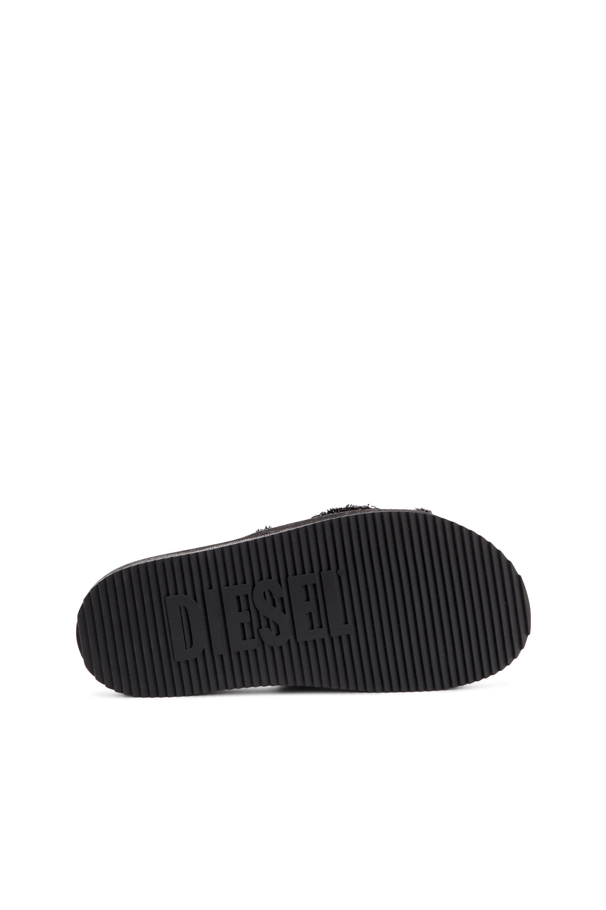 Diesel - SA-SLIDE D OVAL, Unisex Sa-Slide D-Slides aus vielgetragenem Denim in Schwarz - 4