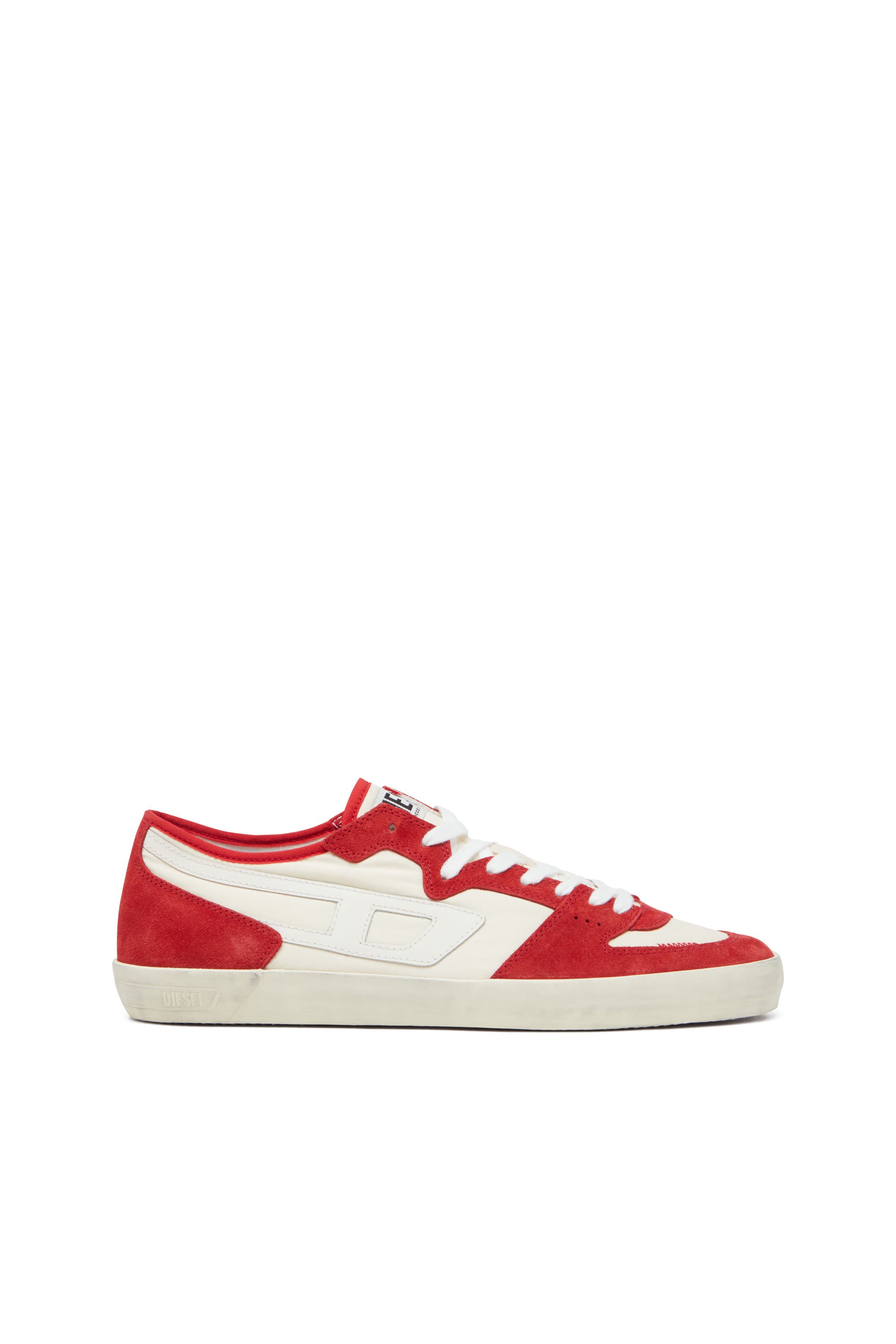 Diesel - S-LEROJI D-1 LOW, Herren Sneakers aus gepolstertem Ripstop und Veloursleder in Rot/Weiss - 1