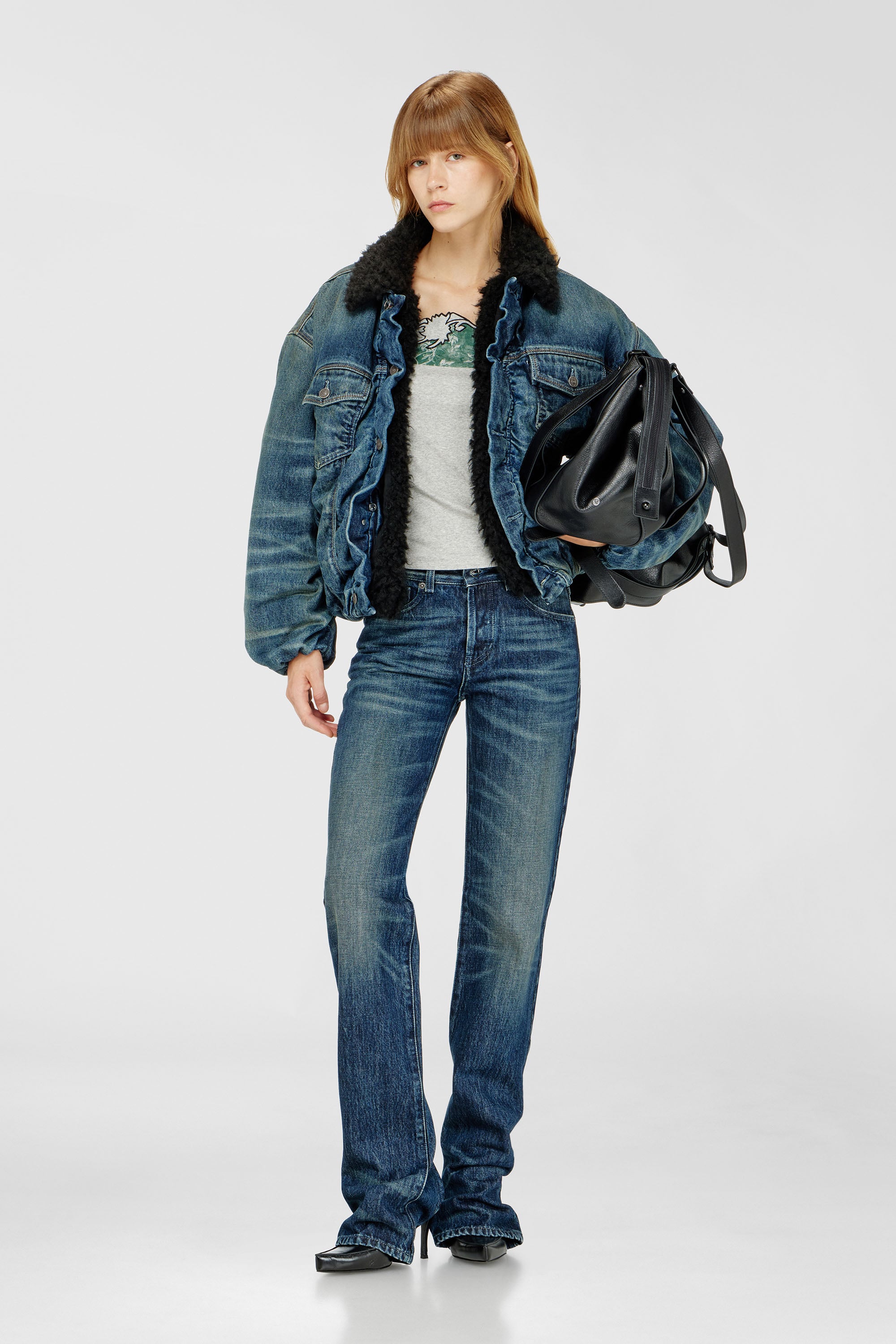 Diesel - T-EDNA, Damen Geripptes Camisole mit floraler Konturstickerei in Gr&uuml;n/Grau - 2