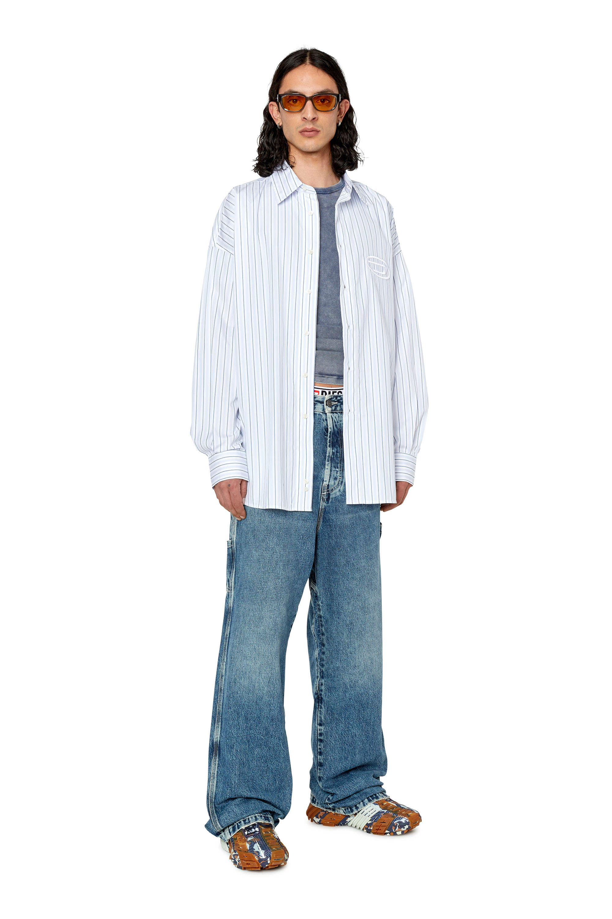 Diesel - S-DOUBLY-STRIPE, Blau/Weiss - Image 2