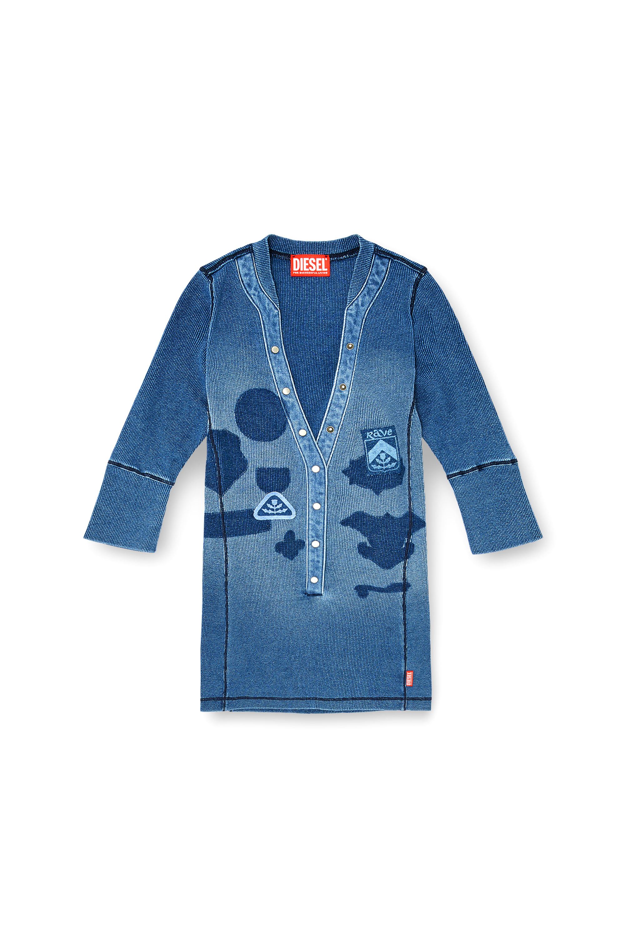 Diesel - T-EREME, Damen Henley-Top mit Shadow-Patch-Effekten in null - 2