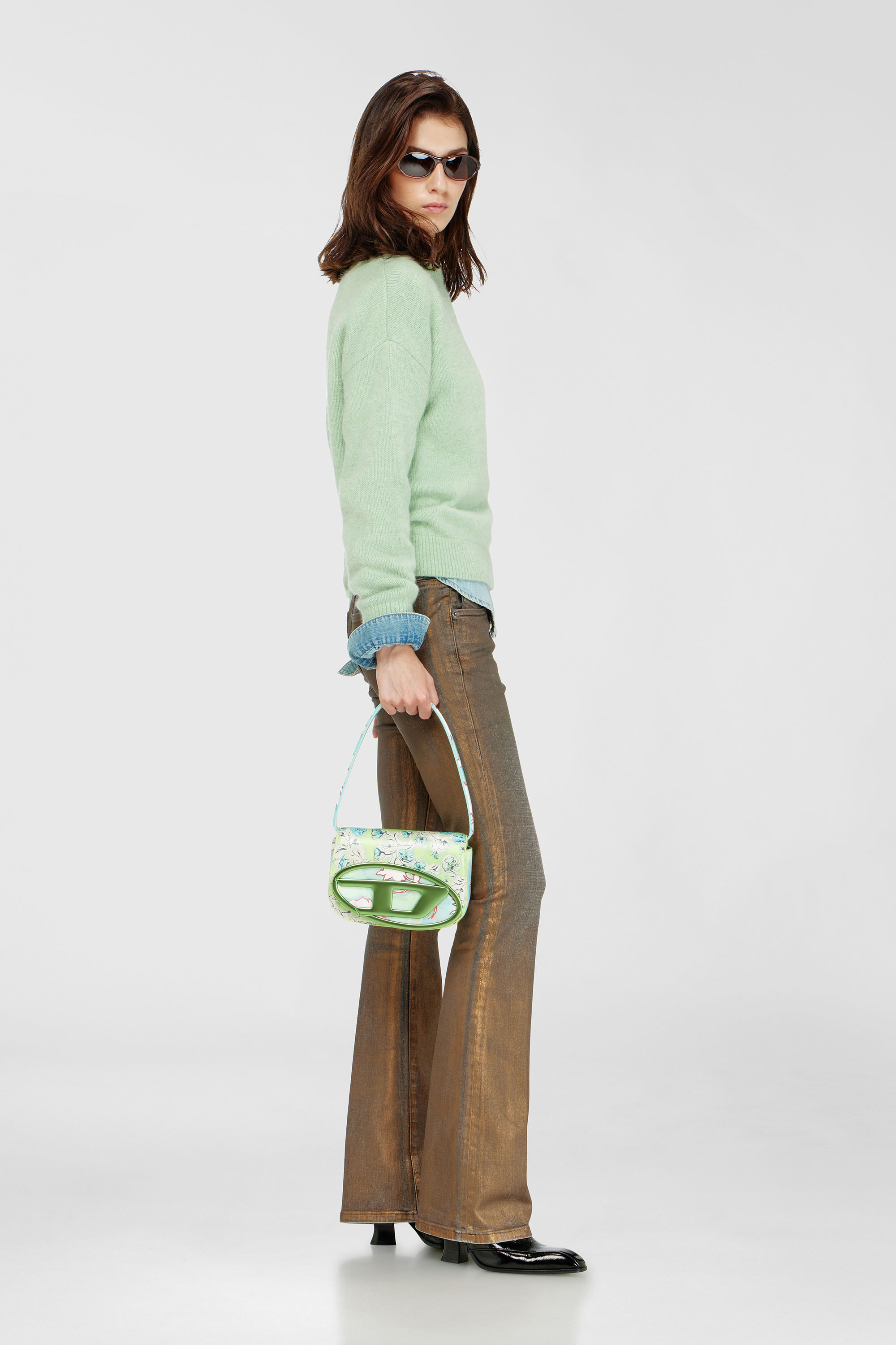 1DR-Ikonische Schultertasche mit Blumenmuster