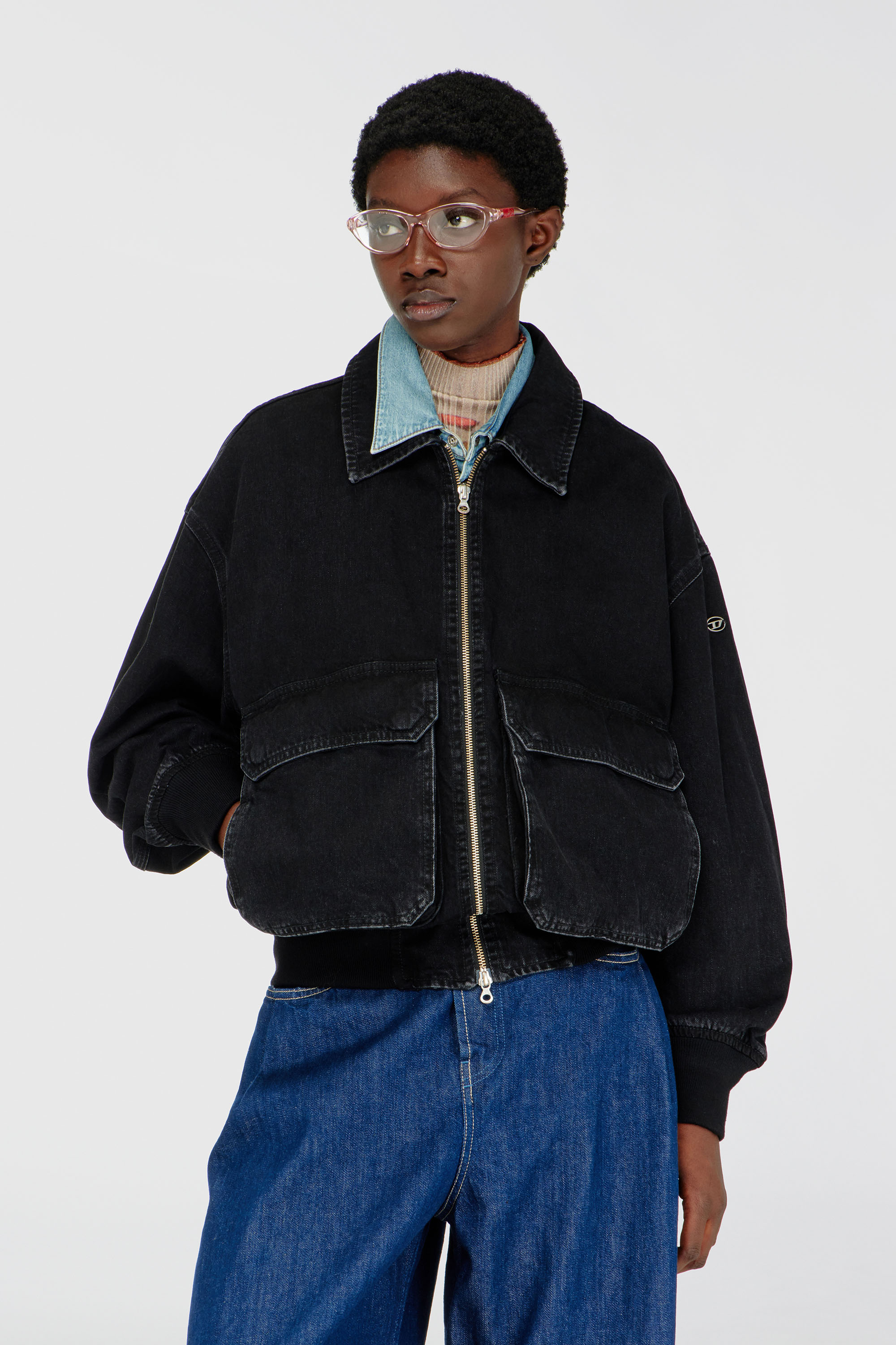 Diesel - D-KURZ, Unisex's Jacket in denim in Black - 1