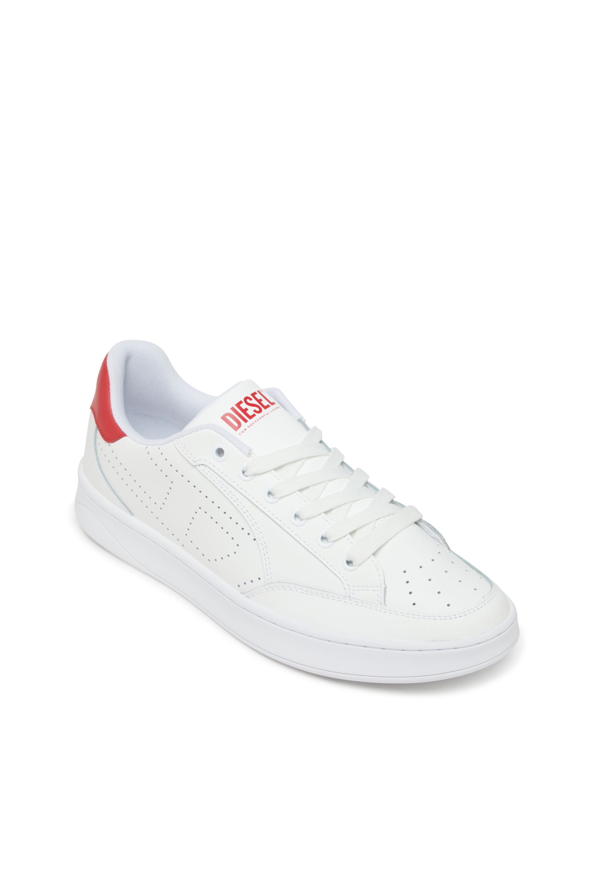 Diesel - S-DAKOTA LOW, Herren S-Dakota-Sneakers aus Leder mit perforiertem Logo in Weiss/Rot - 6