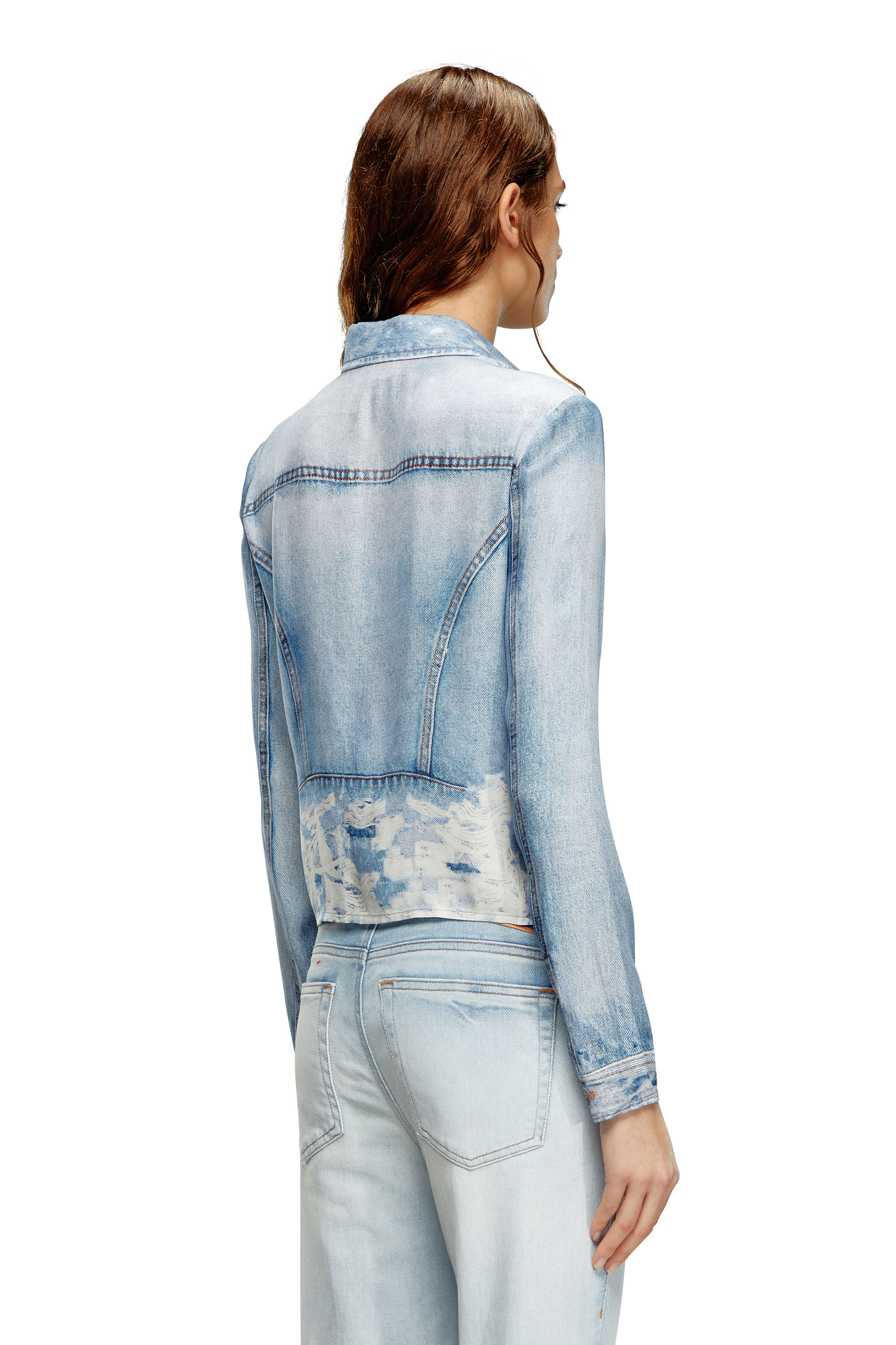 Diesel - C-LORELLE, Woman Cropped shirt with denim print in Blue - Image 4