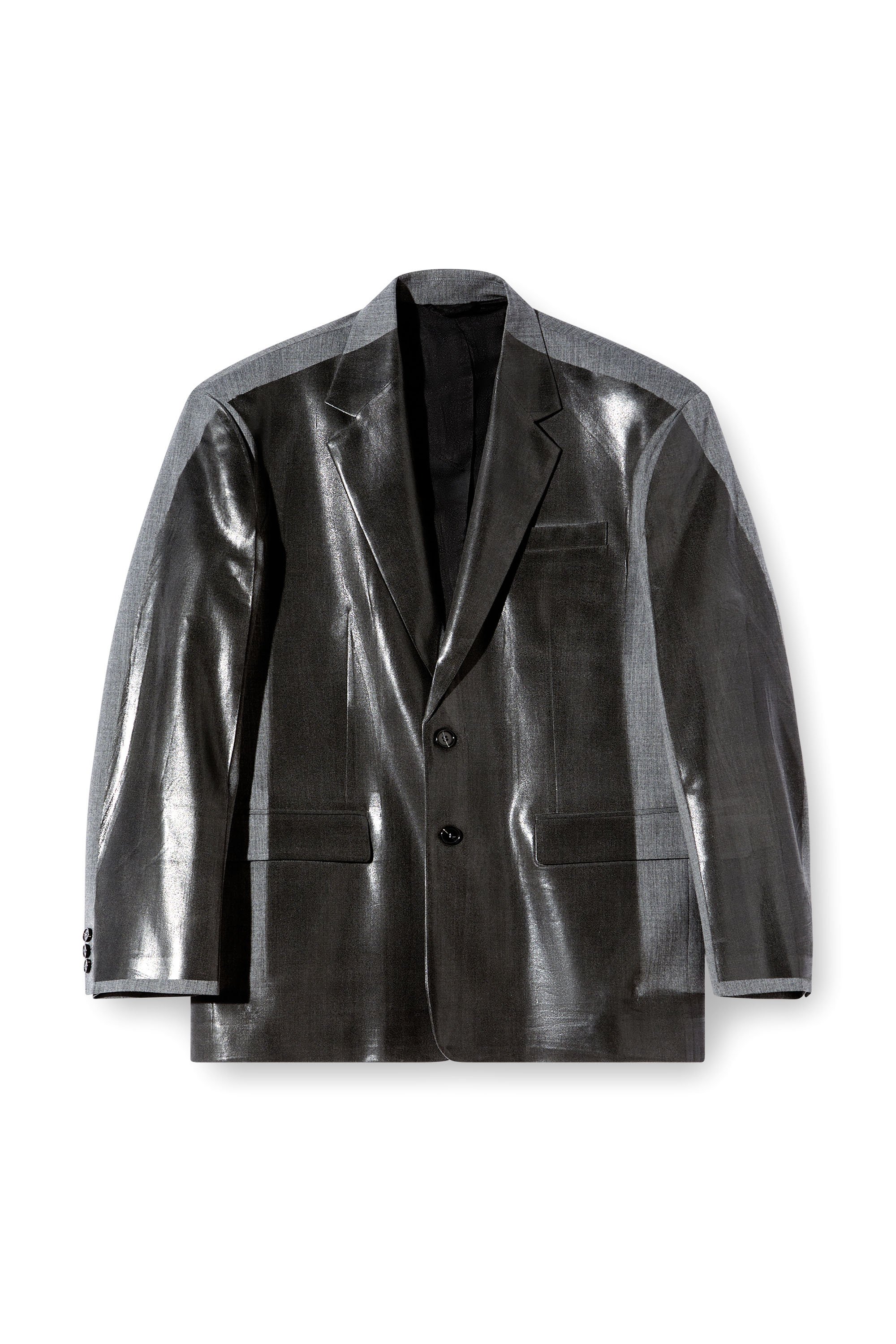 Diesel - J-OVER-DD, Unisex Übergroßer Blazer mit beschichteter Vorderseite in Schwarz - 8