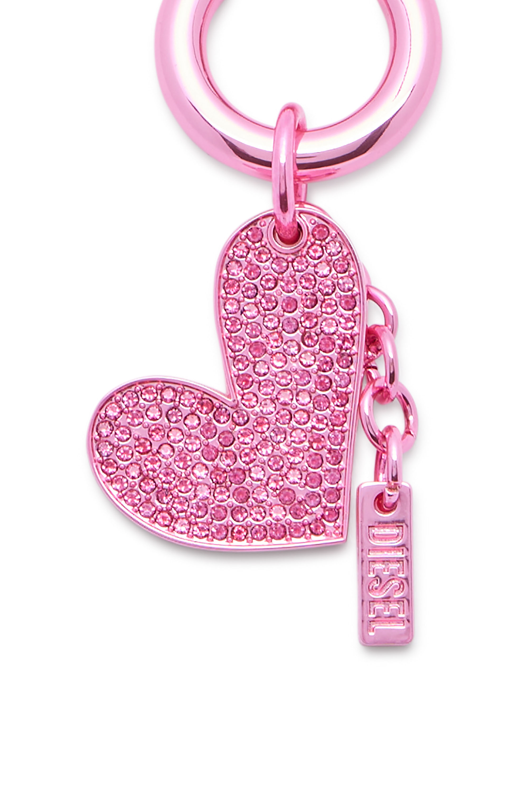 Diesel - CHARM-HEART, Damen Metallherz-Anh&auml;nger mit Strasssteinen in Rosa - 4