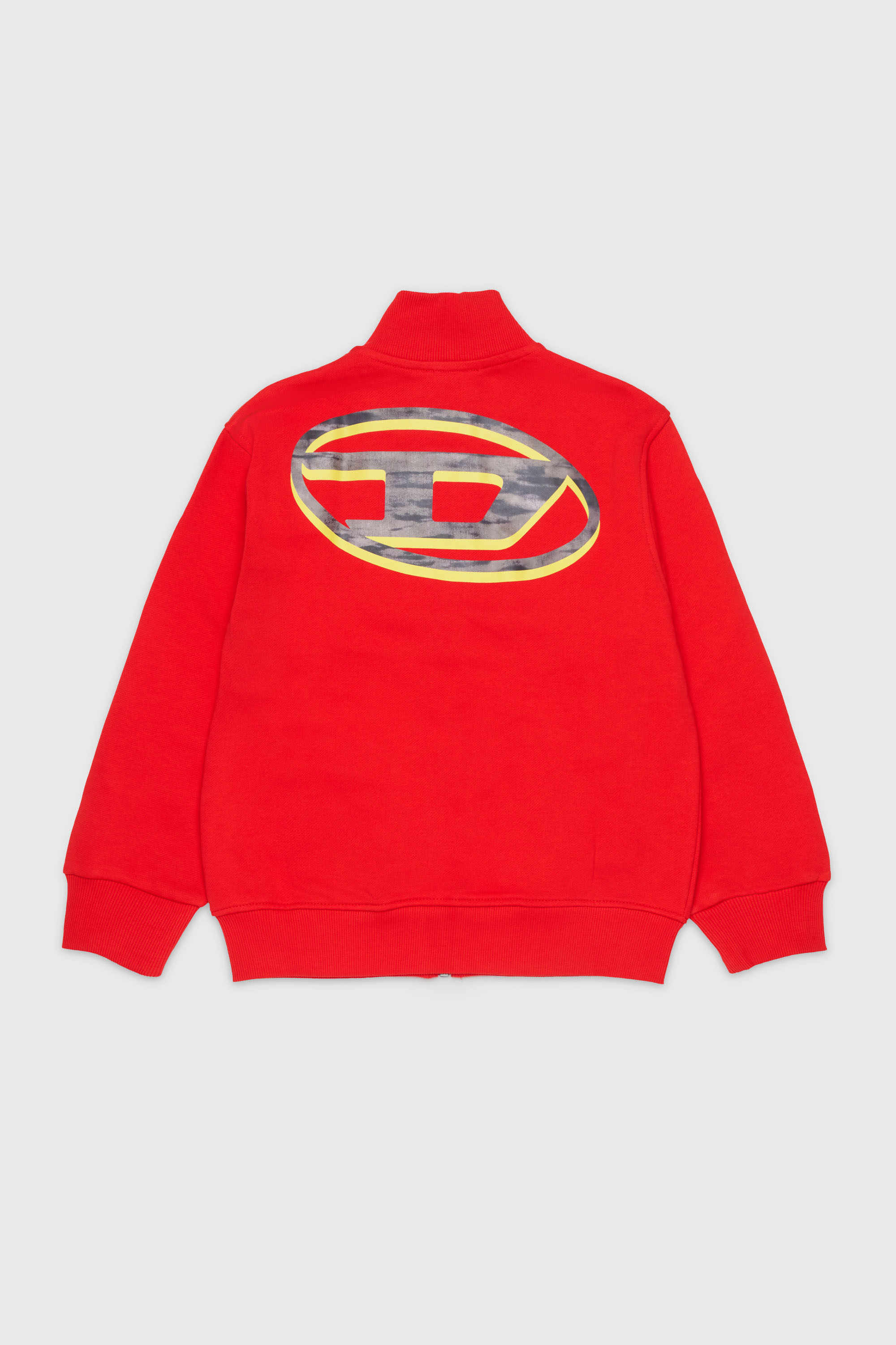 Diesel - SVELLYZIP OVER, Herren Sweatshirt mit Rei&szlig;verschluss und zweifarbigem Oval D Print in Rot - 2