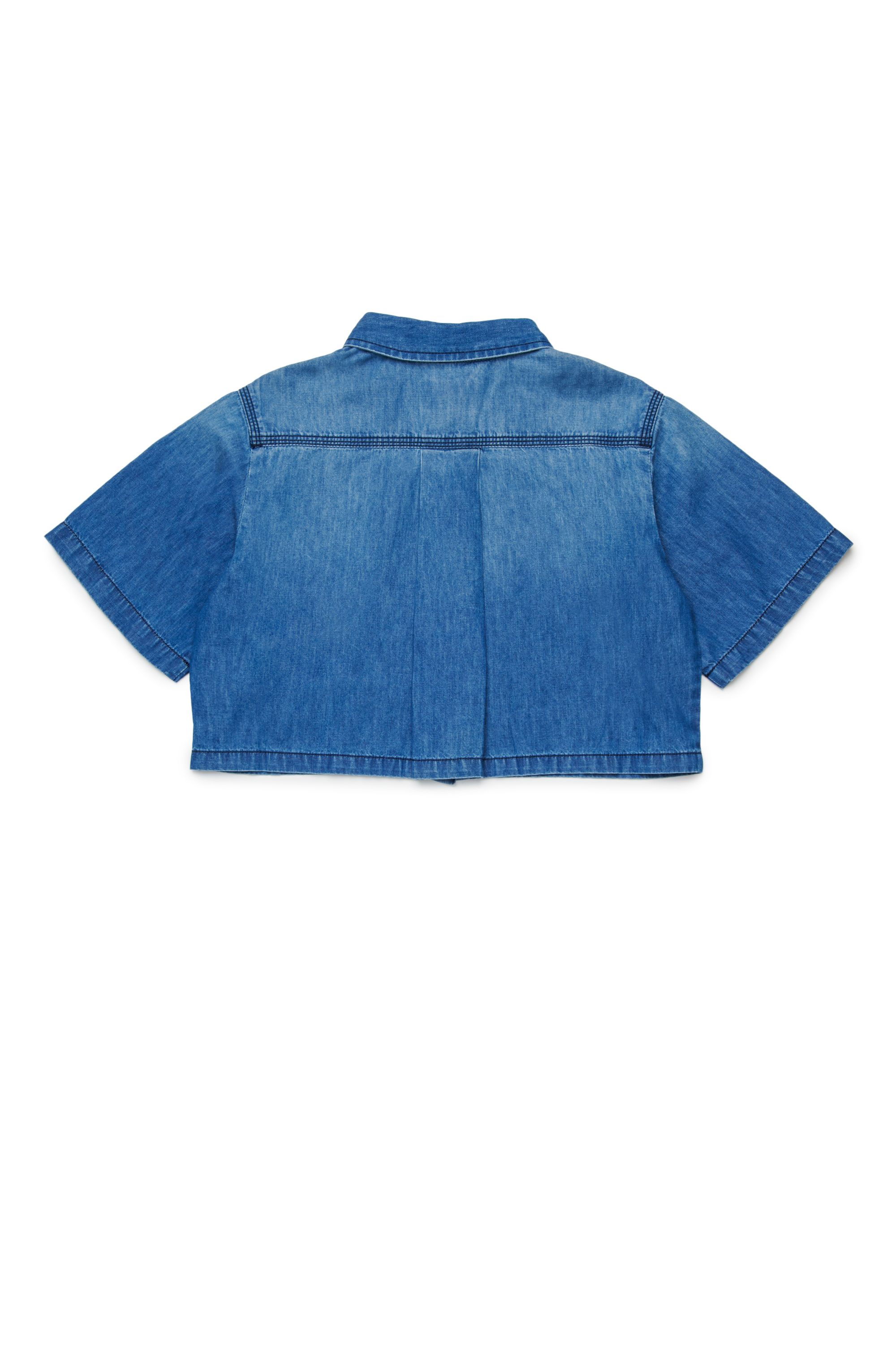 Diesel - CINNIX, Damen Kurz&auml;rmliges, taillenkurzes Jeanshemd in Mittelblau - 2