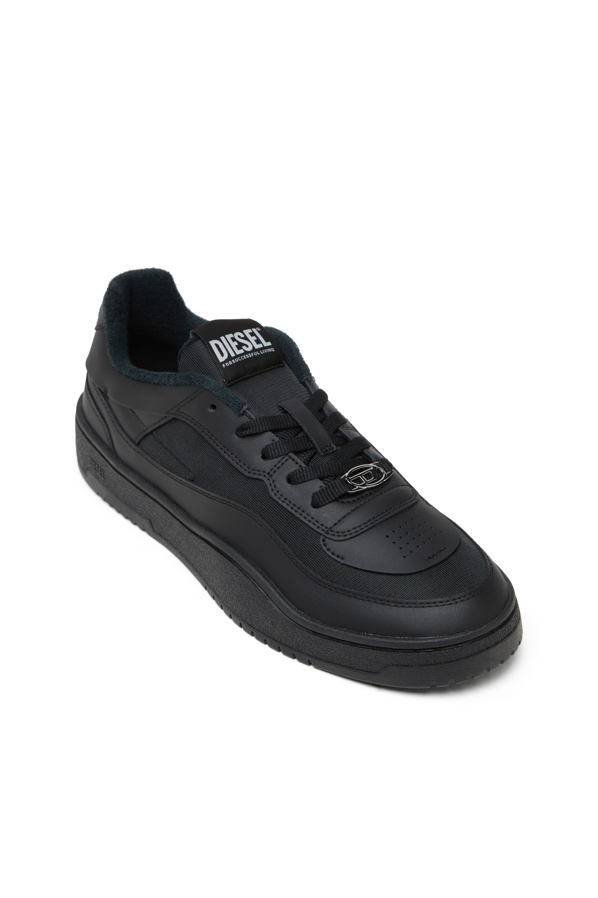 Diesel - S-OVAL SKATE LOW, Herren S-Oval Skate-Sneakers aus Leder mit Einsatz aus Stoff in Schwarz - 6