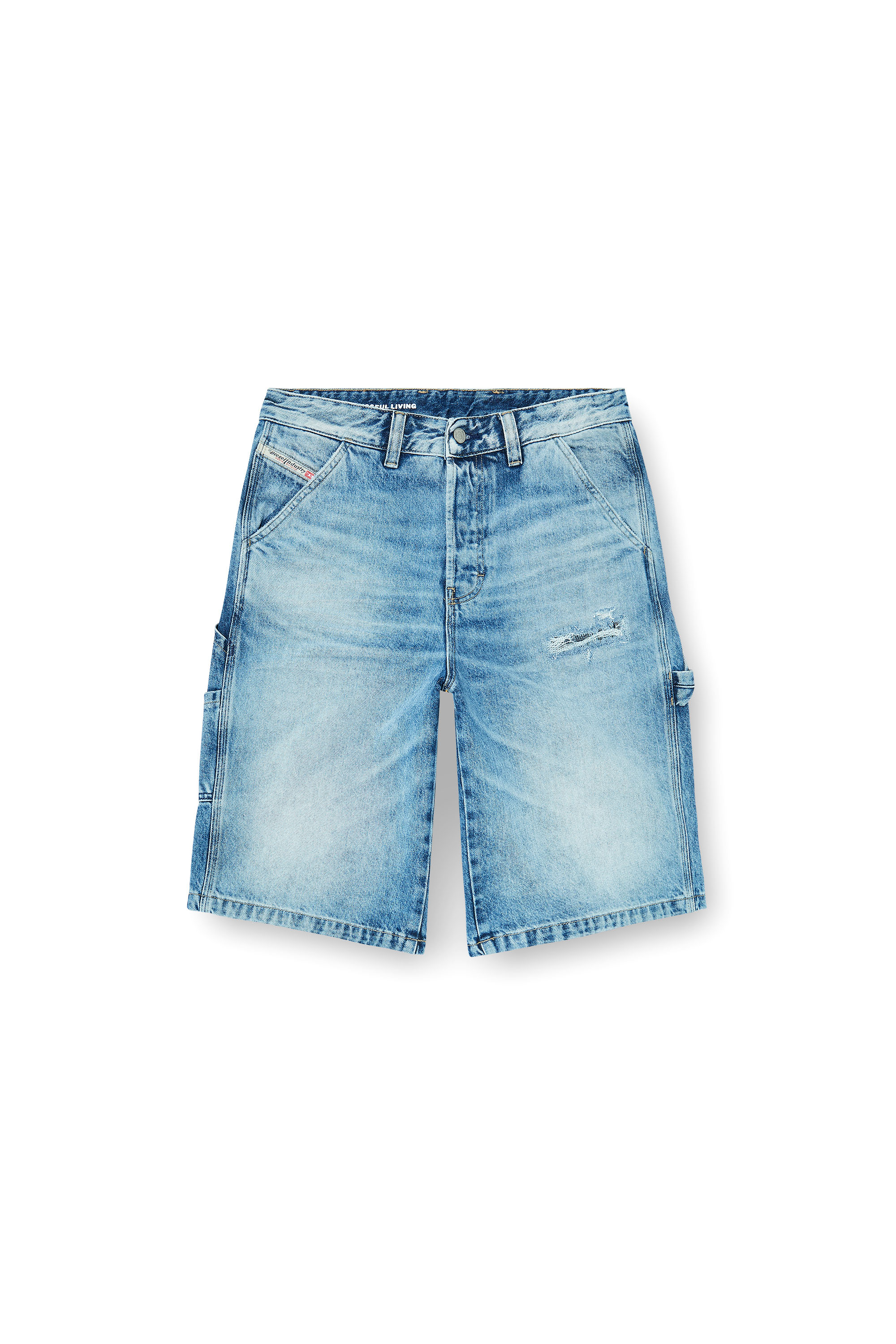Diesel - D-LIVERY-W-SHORT, Herren Relaxed Shorts aus flie&szlig;endem Denim mit Abrieb-Effekten in Hellblau - 3