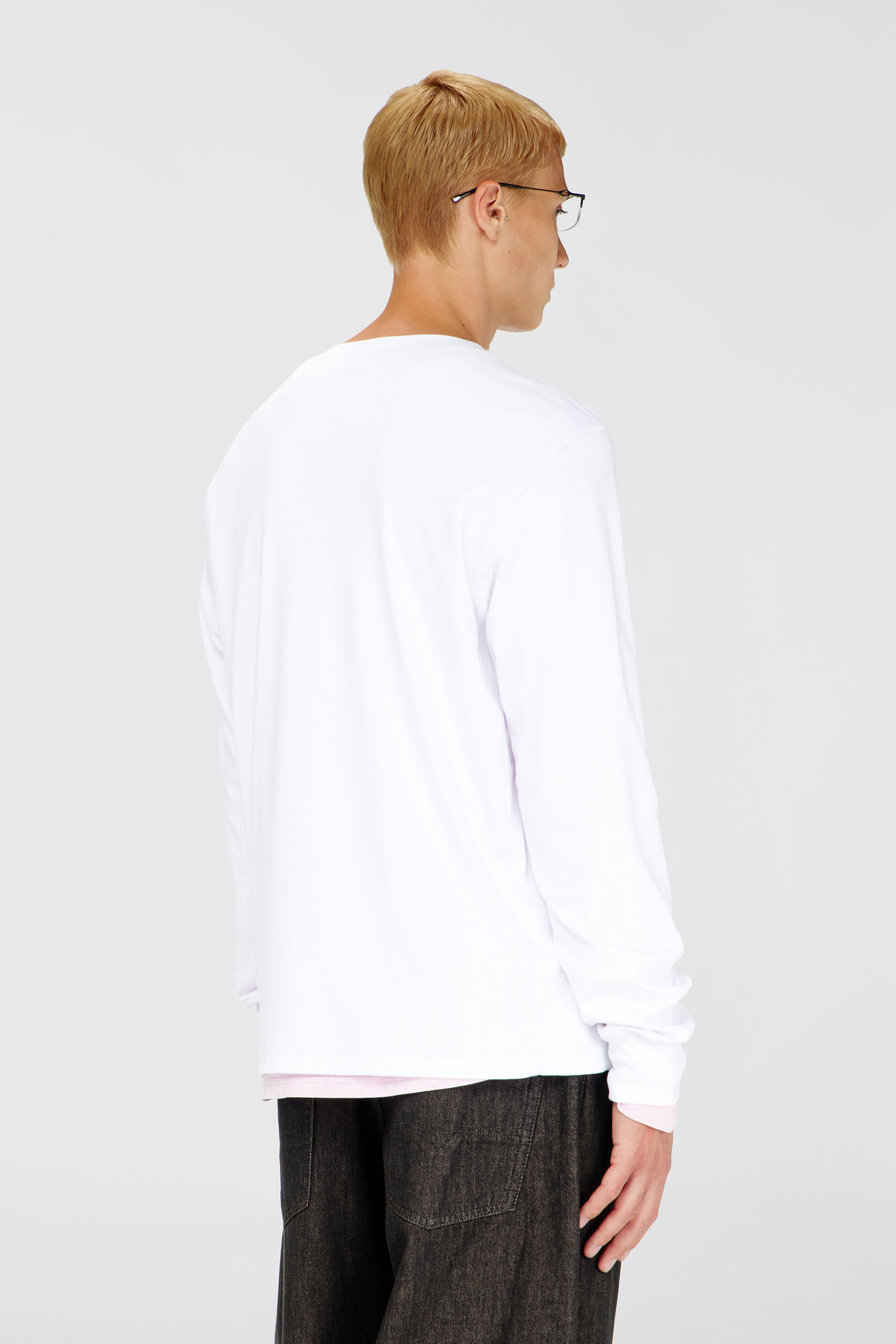 Diesel - T-MADJUST-LS-TR, Herren Baumwoll-Langarmshirt mit Oval D in Wei&szlig; - 4
