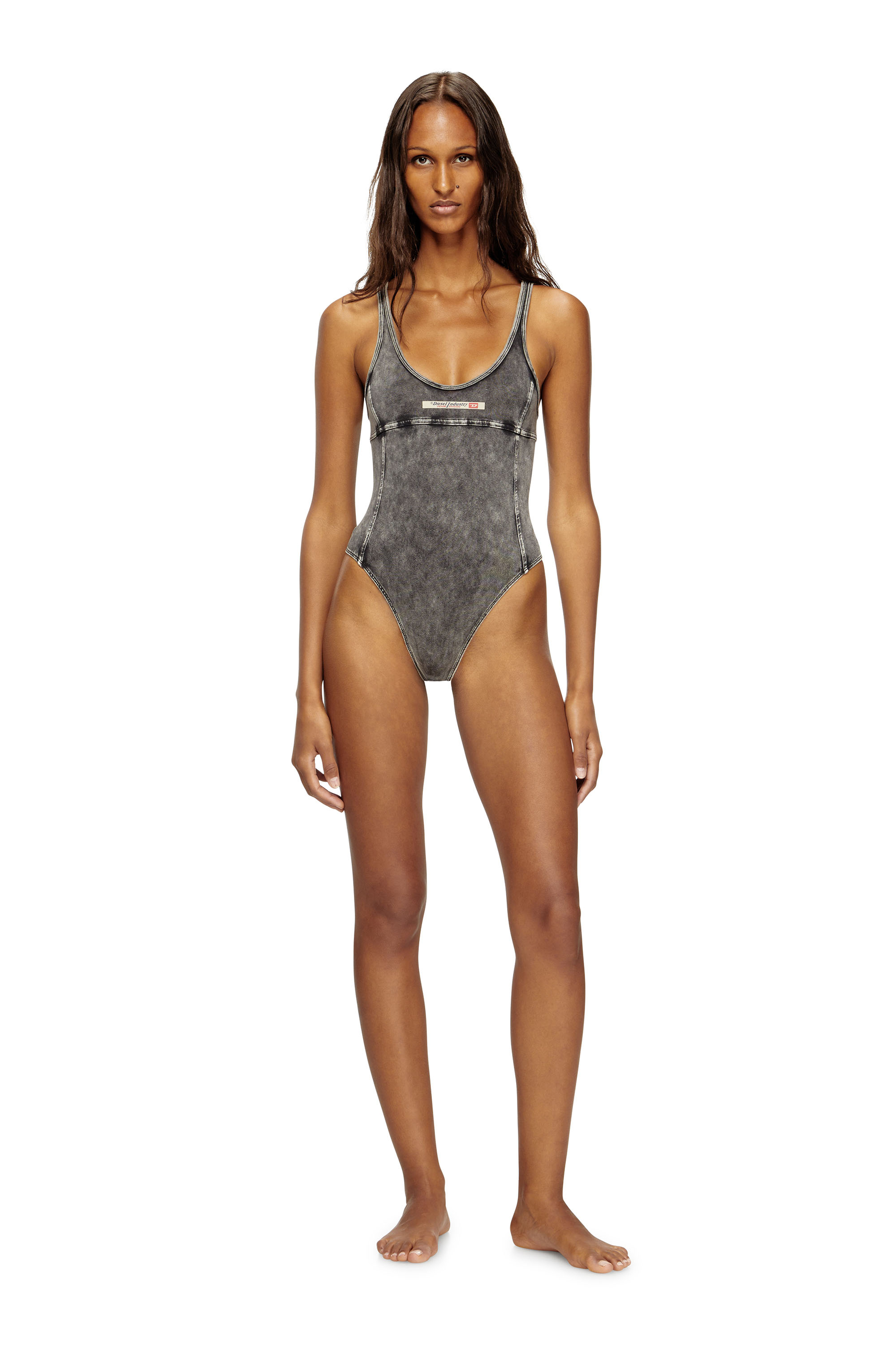Diesel - PHOEBE-DNM, Damen Body aus Denim-Effekt-Jersey in Dunkelgrau - 2