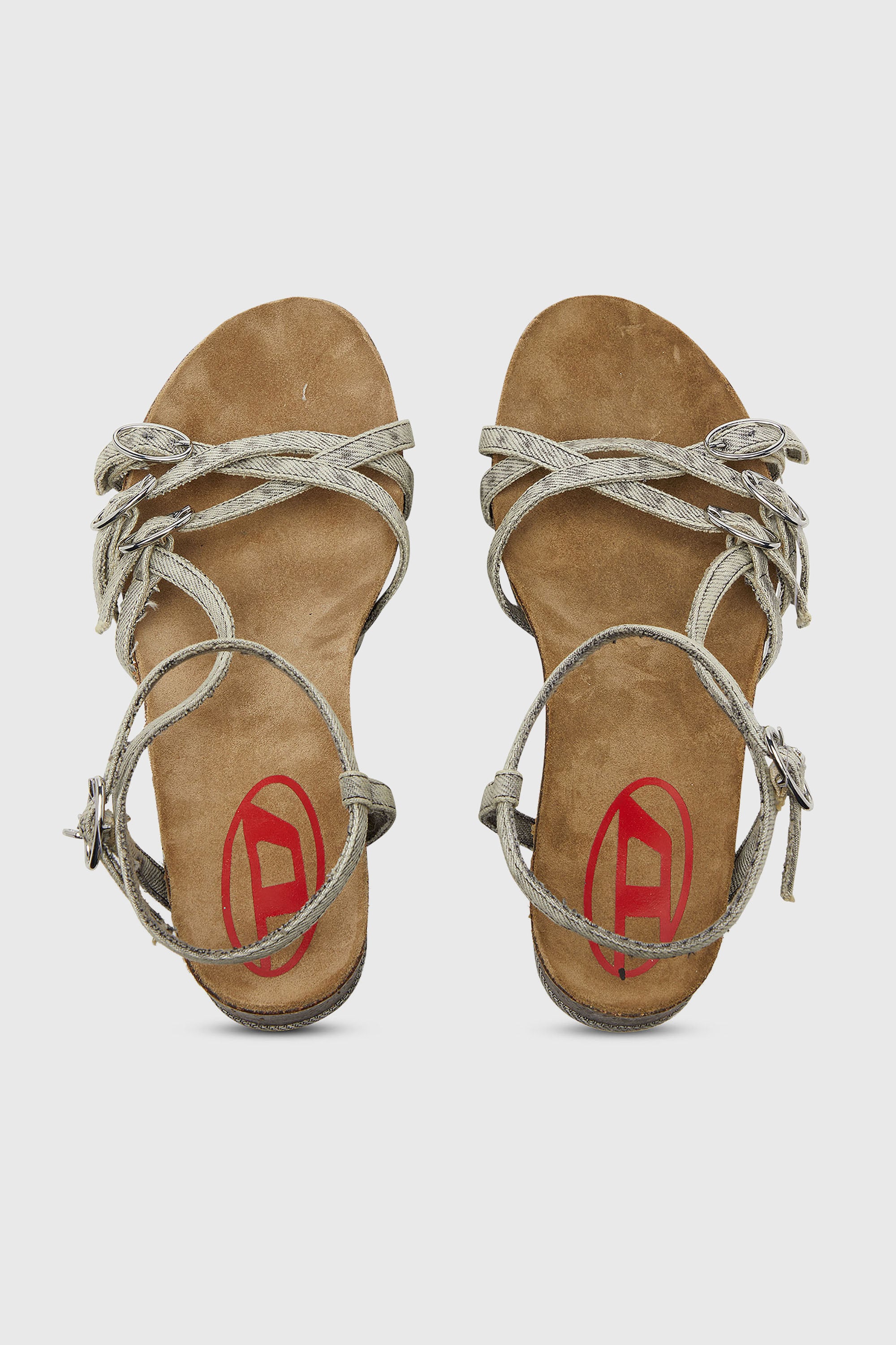 Diesel - D-WOODSTOCK 105 SANDAL, Damen D-Woodstock-Plateausandalen mit Riemchen in Denim in Grau - 6