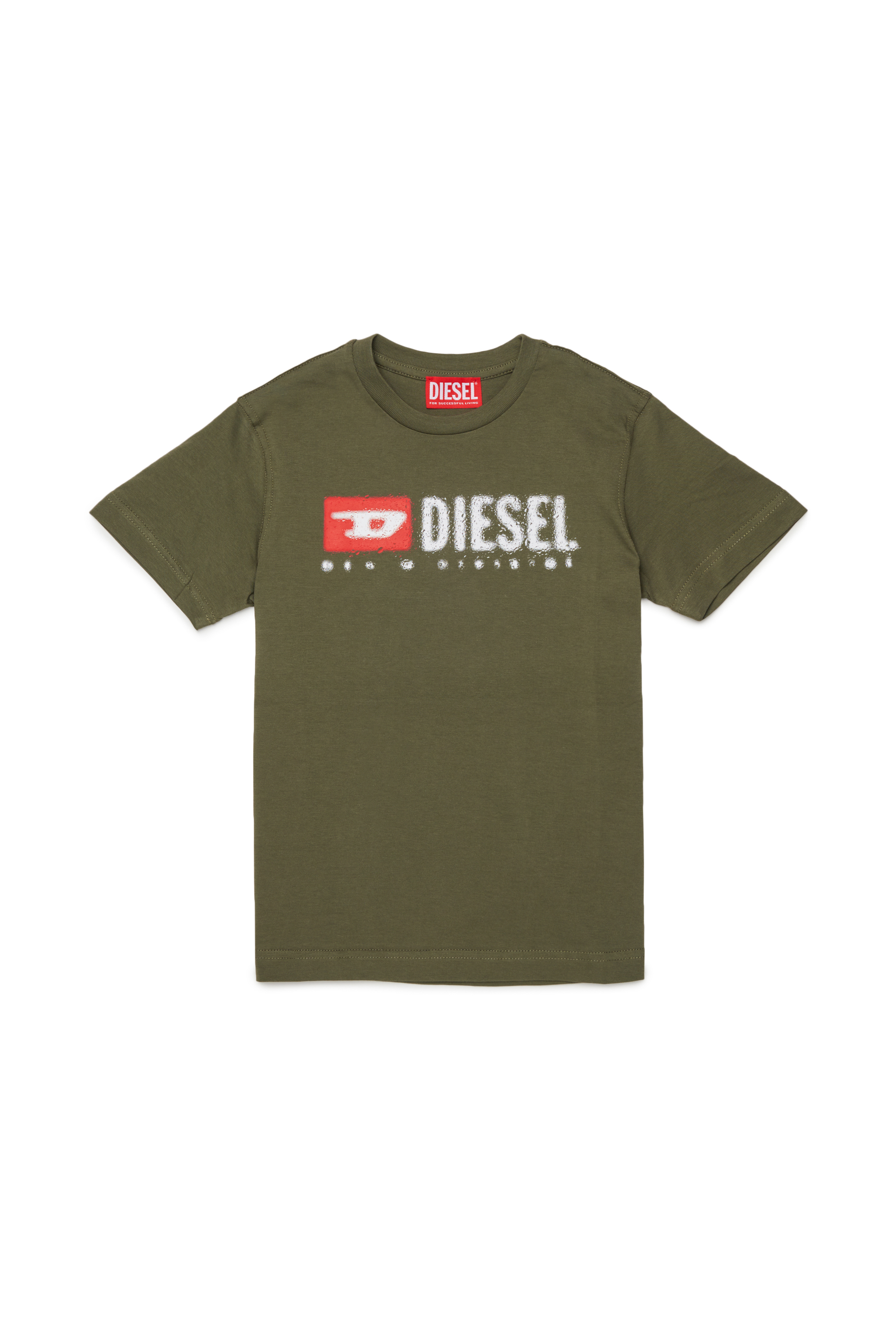 Diesel - TADJUSTK14, Herren Baumwoll-T-Shirt mit aufgedrucktem Logo in Armeegrün - 1