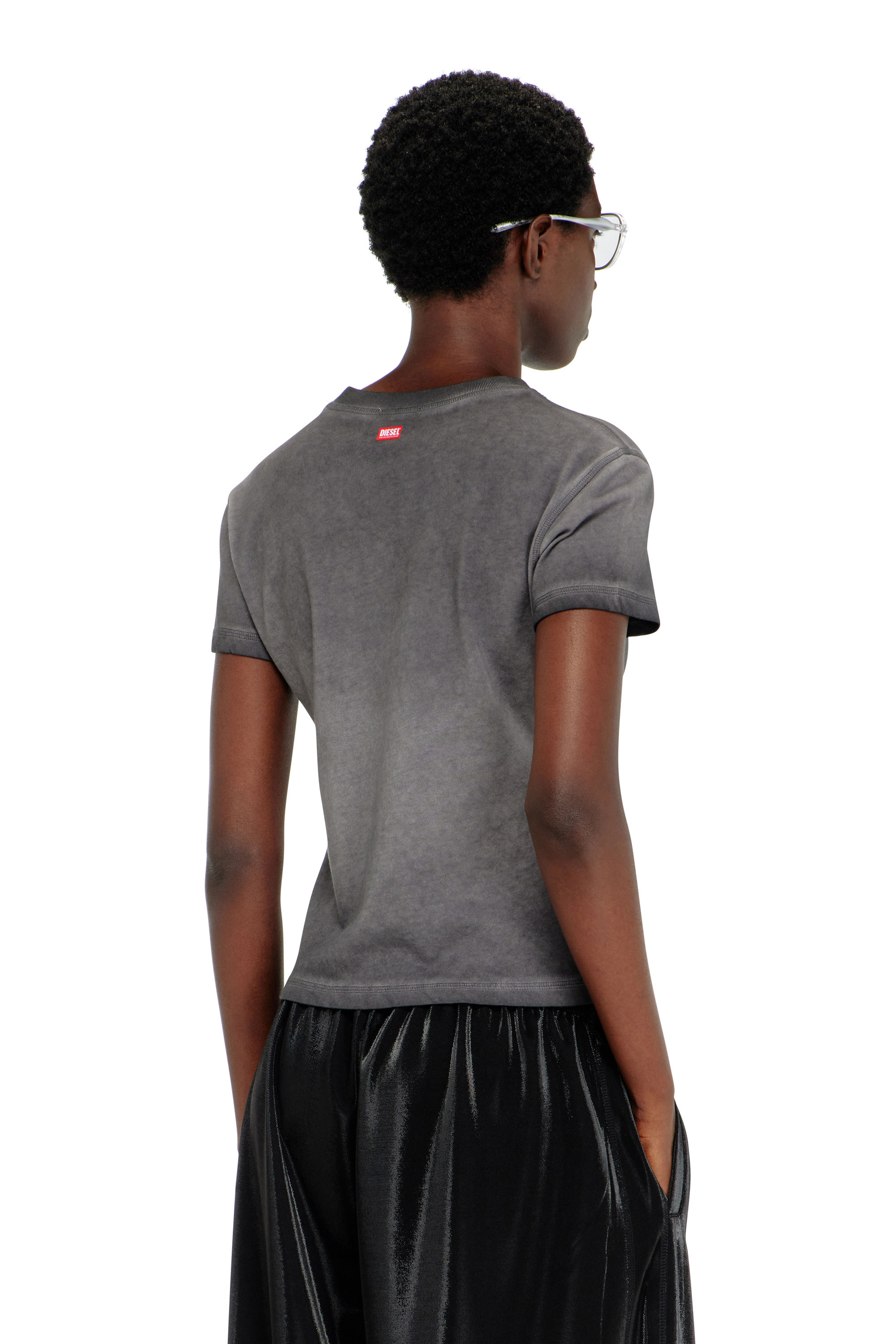 Diesel - T-ILA-AA7, Damen Slim T-shirt mit d&eacute;vor&eacute; Phoenix in Dunkelgrau - 4