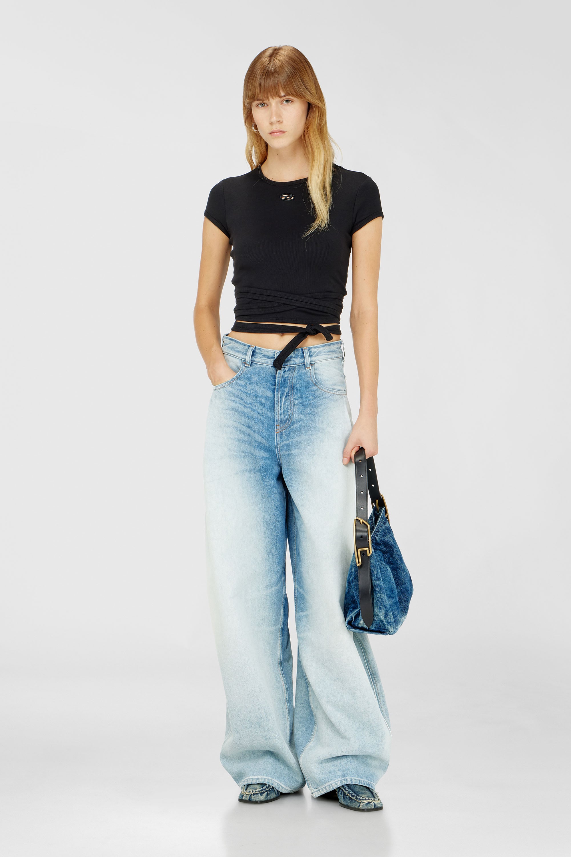 Diesel - T-BUNNY-TAIL-S1, Damen Geripptes Top mit Wickelschn&uuml;ren in Schwarz - 2