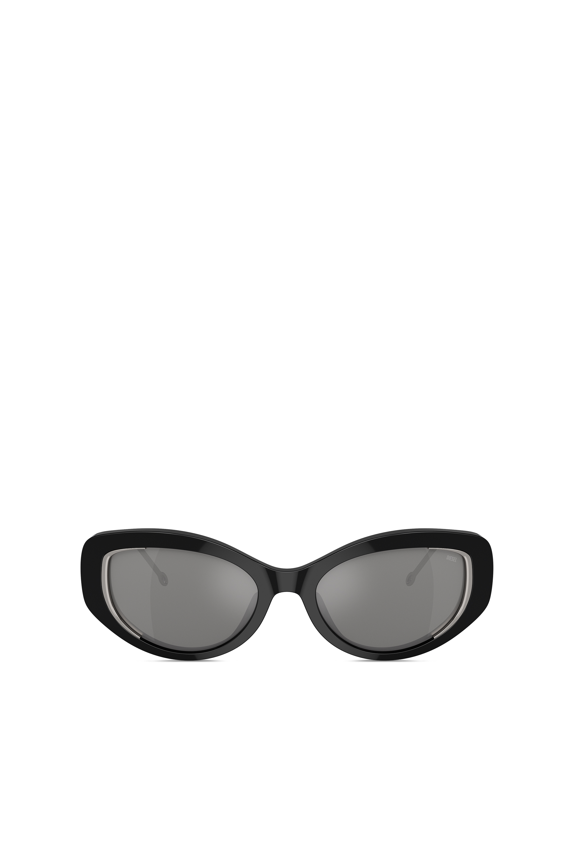 Diesel - 0DL2001 SIZE 54, Unisex Softer Katzenaugen-Style Brille in Schwarz/Flash mirror - 1