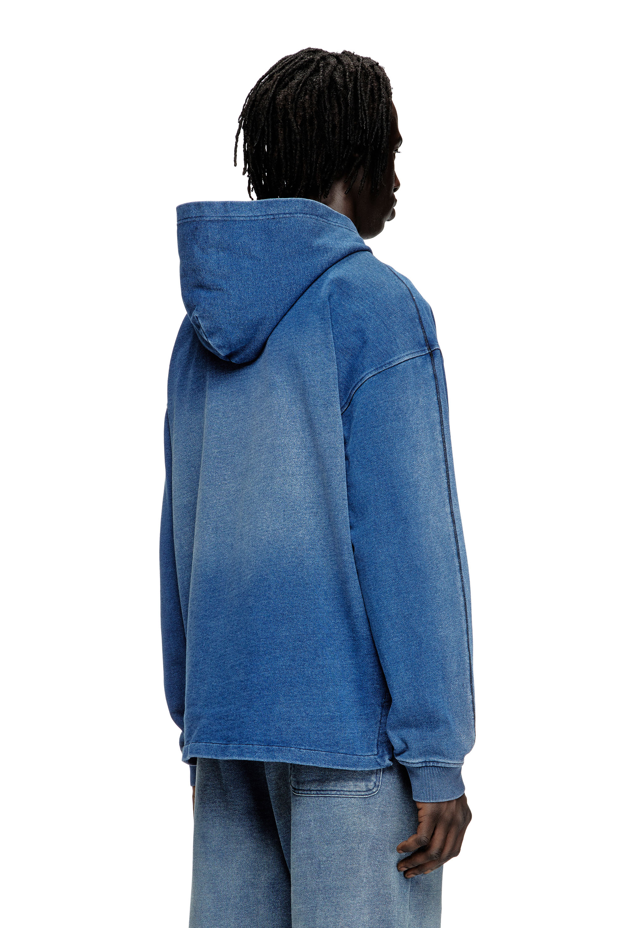 Diesel - S-BLAXT-HOOD-ZIP-NEW, Herren Kapuzenpullover aus Jersey im Denim-Look in Blau - 4