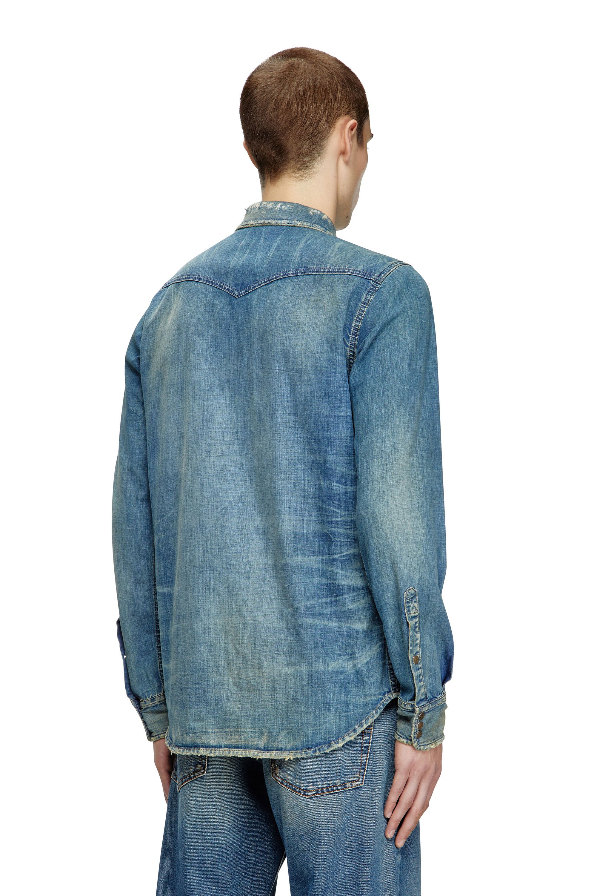 Diesel - D-VEGA, Herren Overshirt aus Denim in Mittelblau - 4