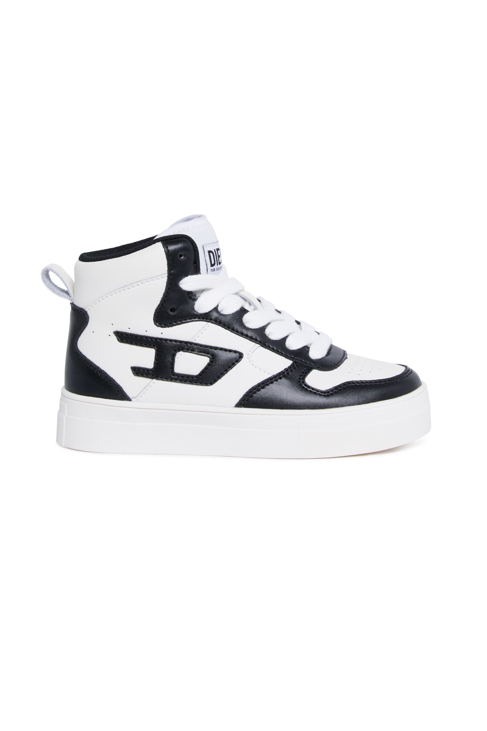 Diesel - S-UKIYO MID 2.0., Unisex High-Top-Sneakers aus perforiertem Leder in Weiss/Schwarz - 1