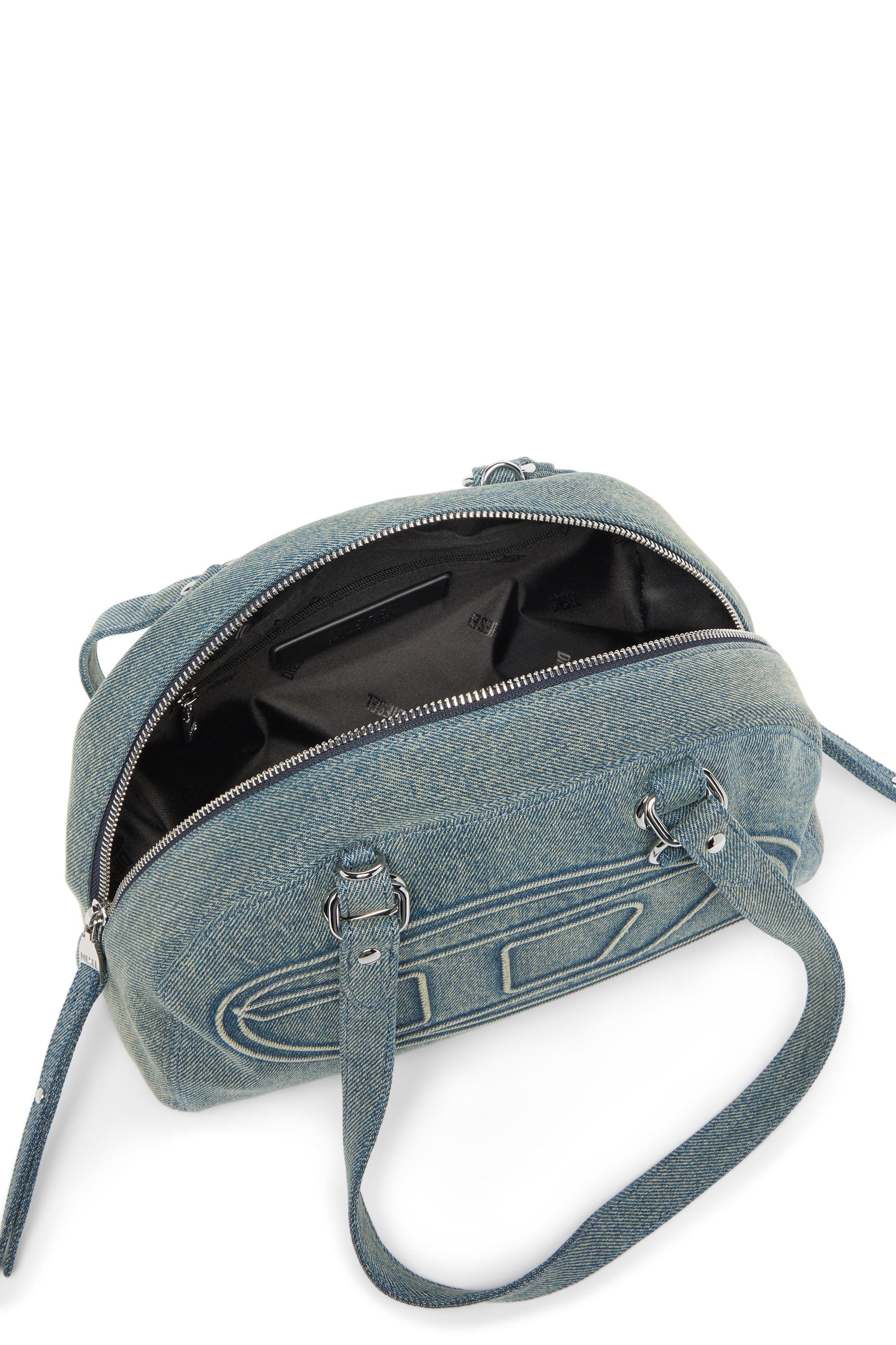 Diesel - 1DR DOME SOFT SHOULDER, Unisex 1DR Dome-Schultertasche aus Denim mit Oval D Logo in Hellblau - 4