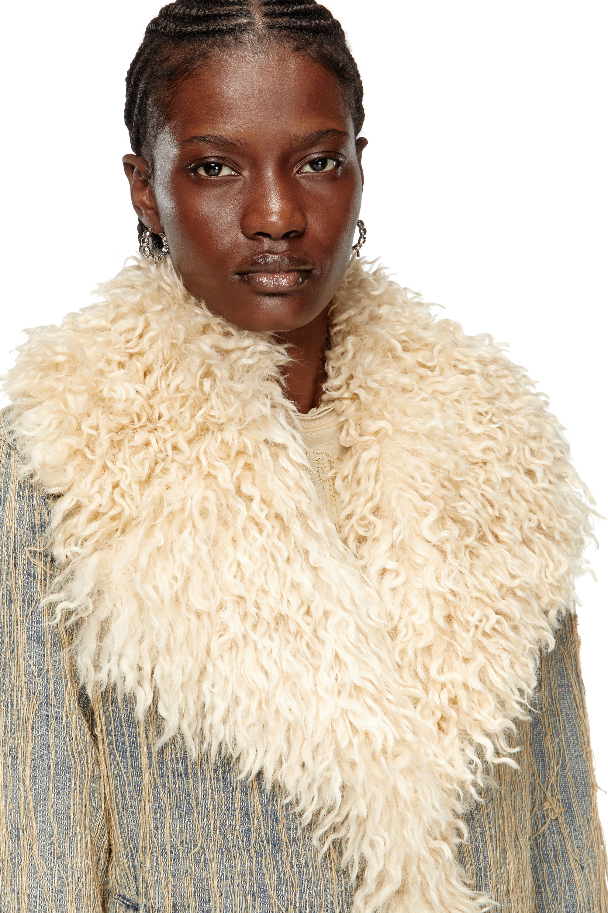 Diesel - DE-ACONIC-S, Damen Jacke aus Jacquard-Denim mit schwebenden Fäden in Hellblau - 5