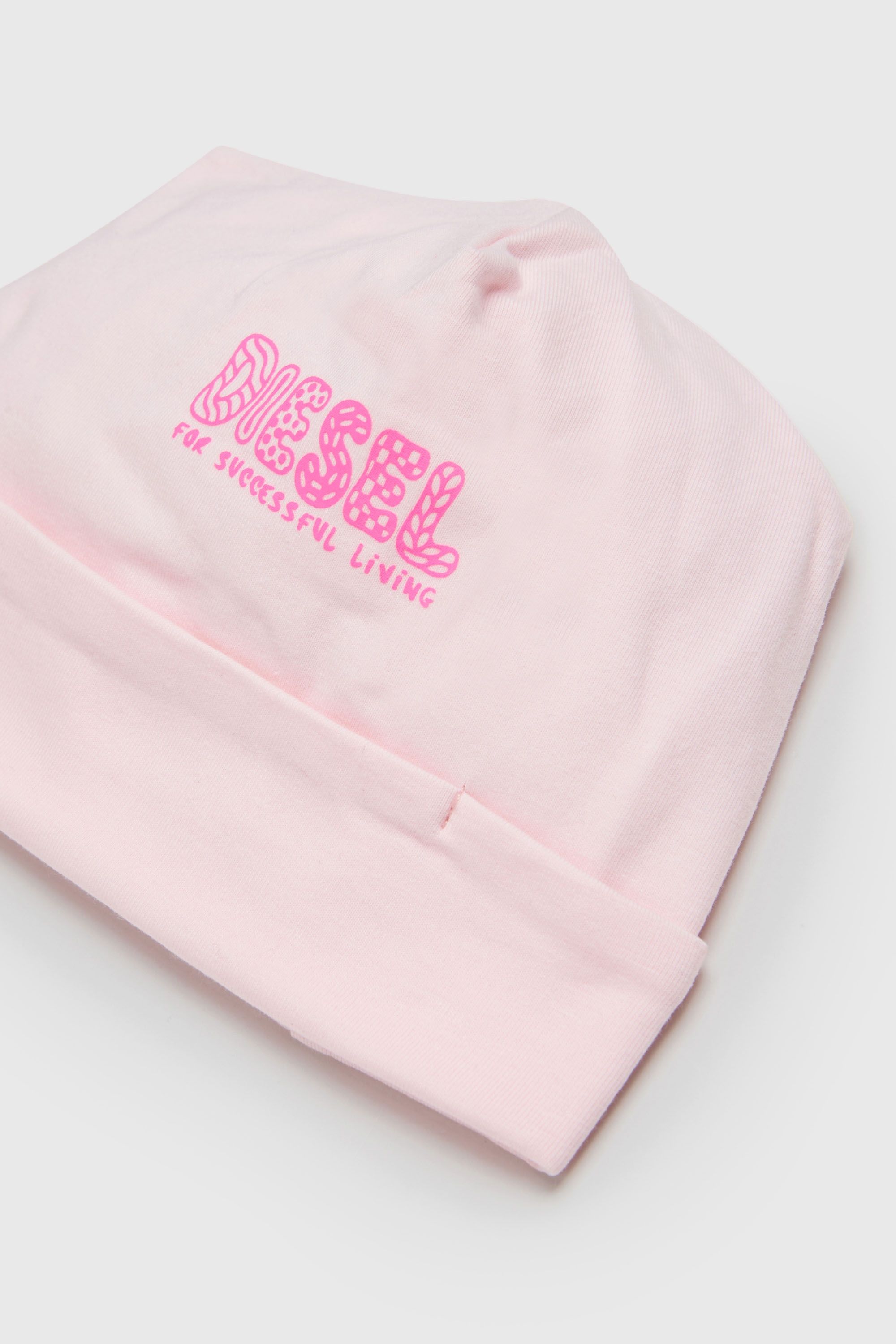 Diesel - FUBBY-NB, Unisex Neugeborenen-M&uuml;tze mit Doodle-Logo-Print in Rosa - 3