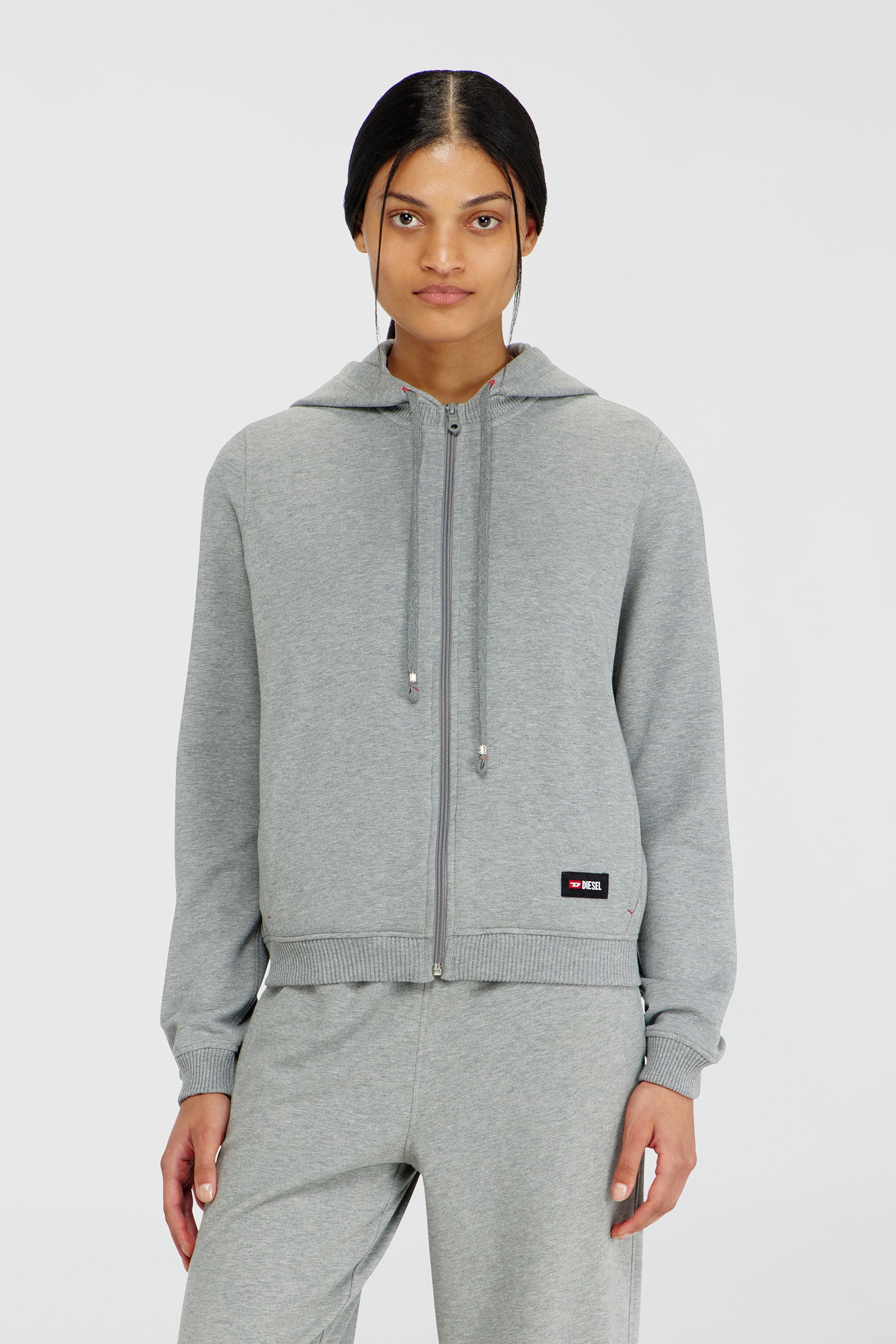 Diesel - HARRIET-D-CORE, Damen Kapuzenpullover aus aufgerauter Baumwollmischung in Grau - 1