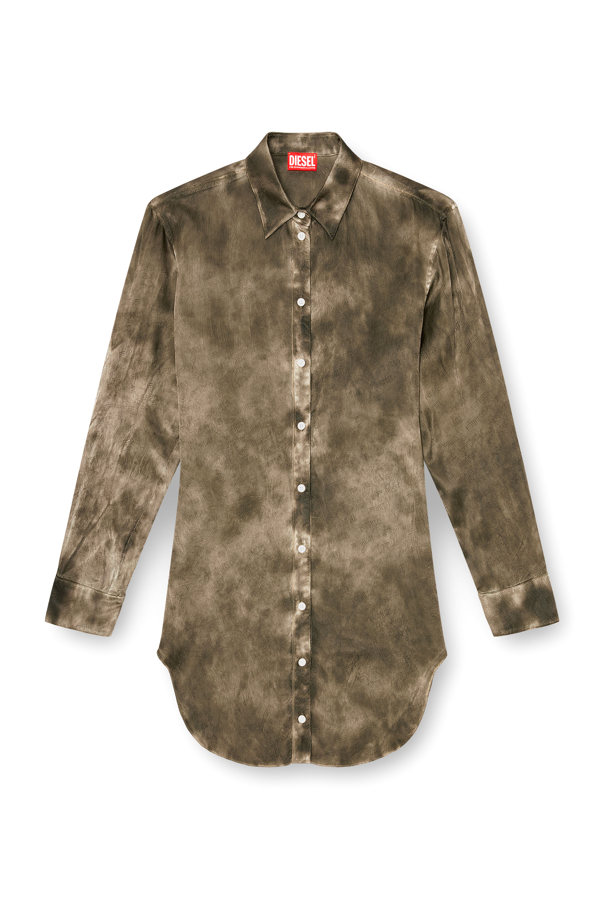 Diesel - C-LAVEL, Damen Langes Hemd aus logo-jacquard-knitter-satin in null - 3