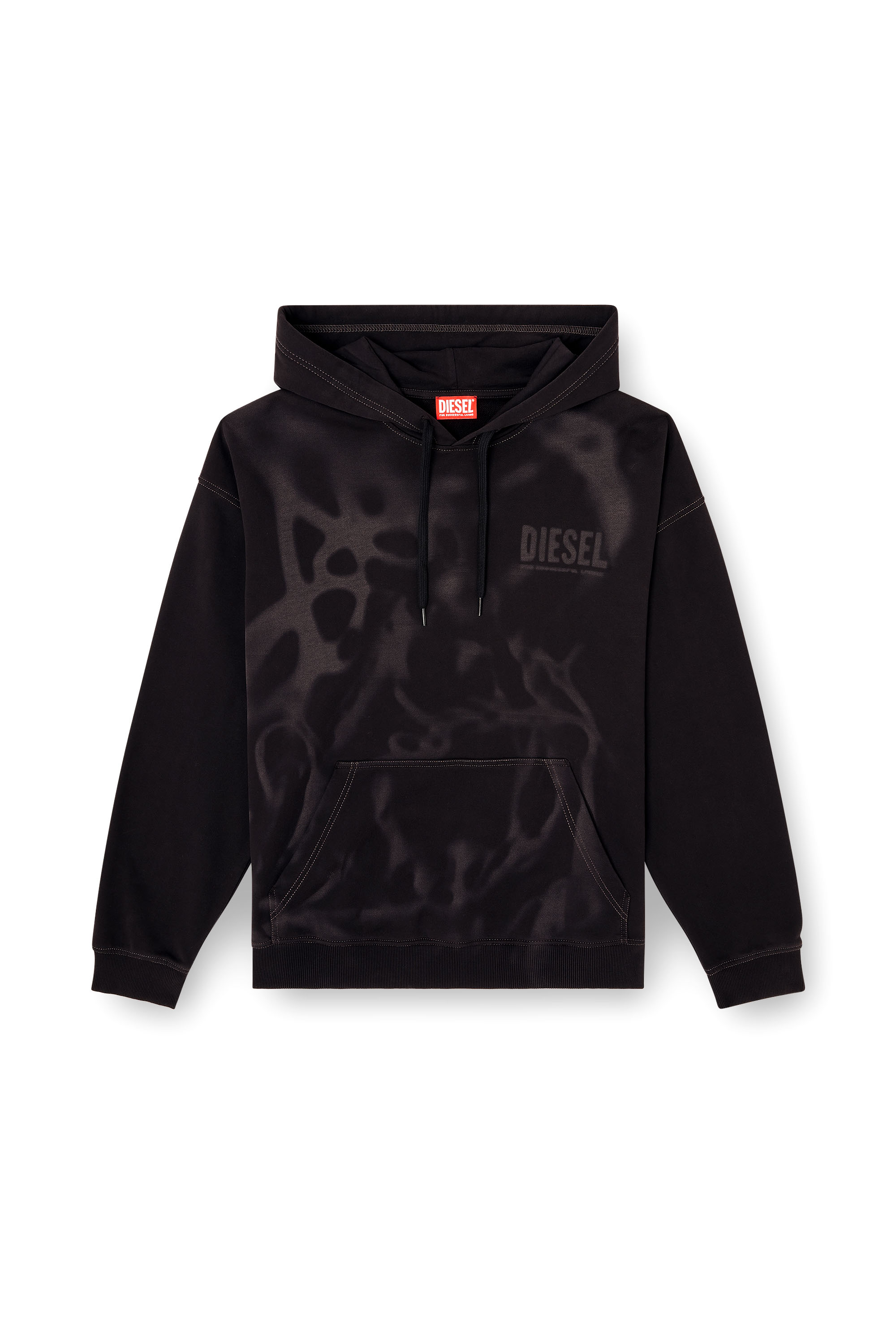 Diesel - S-BOXT-HOOD-V2, Herren Baumwoll-Hoodie mit lasergeschnittenen Drucken in Schwarz - 2