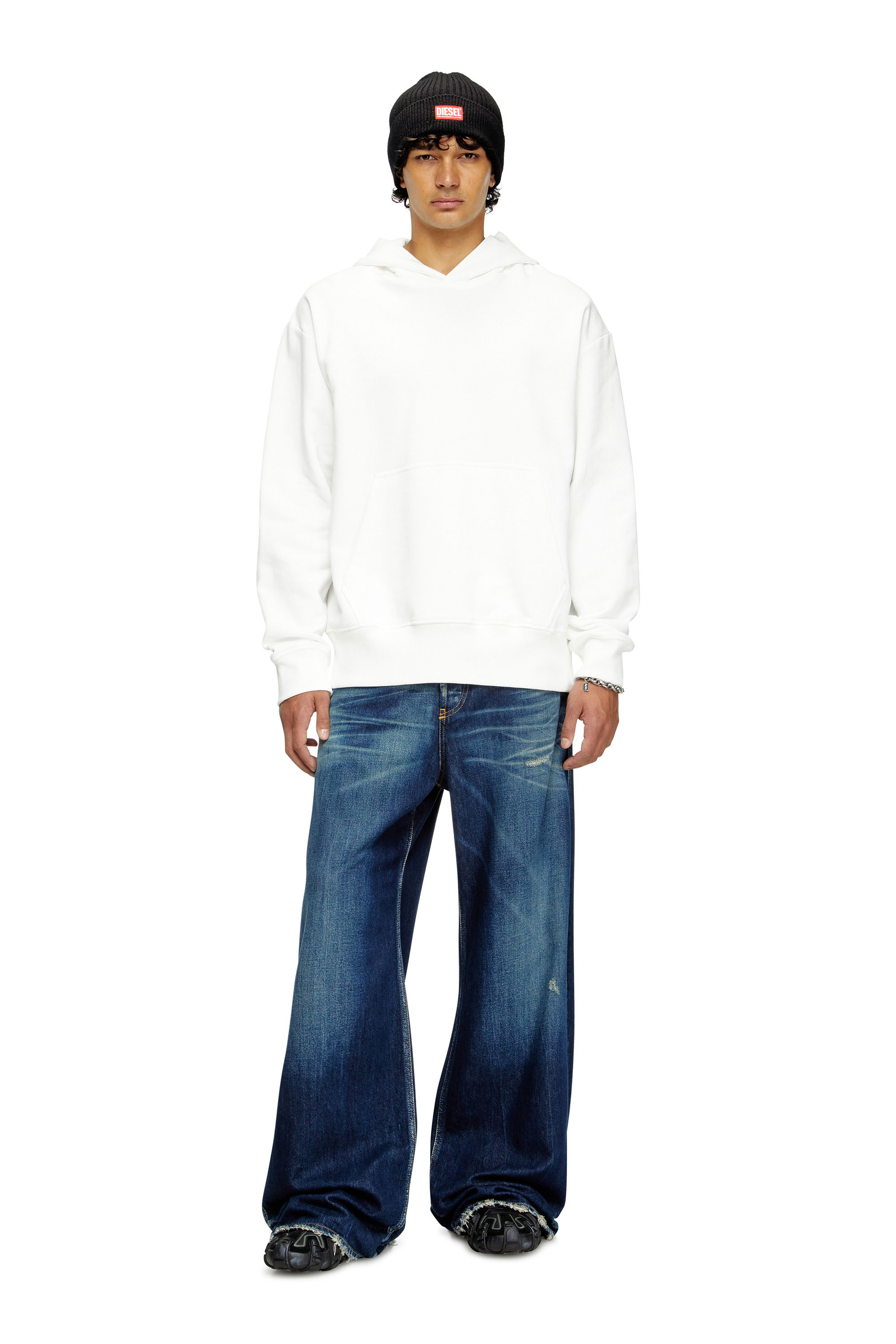 Diesel - S-MACS-HOOD-MEGOVAL-D, Herren Hoodie mit Logo-Stickerei in Weiß - 1