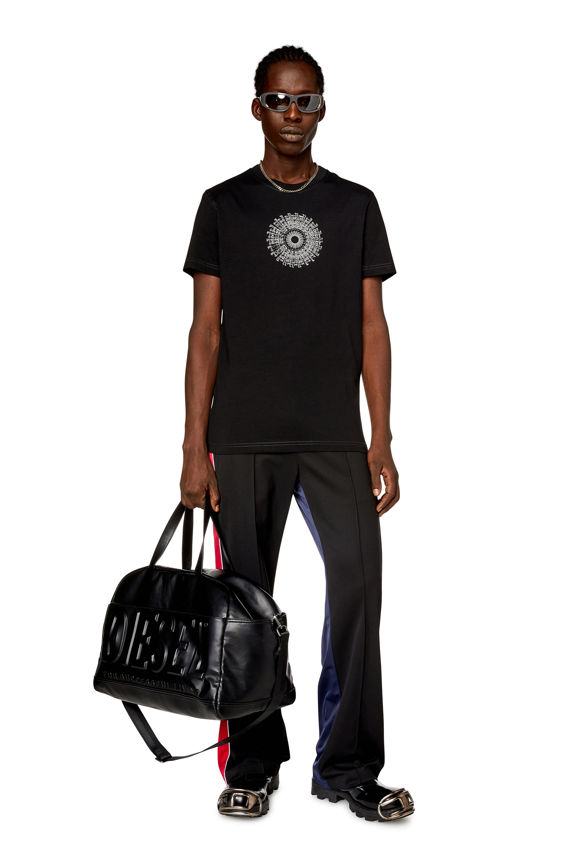 Diesel - T-DIEGOR-K71, Man T-shirt with vortex Diesel print in Black - Image 2